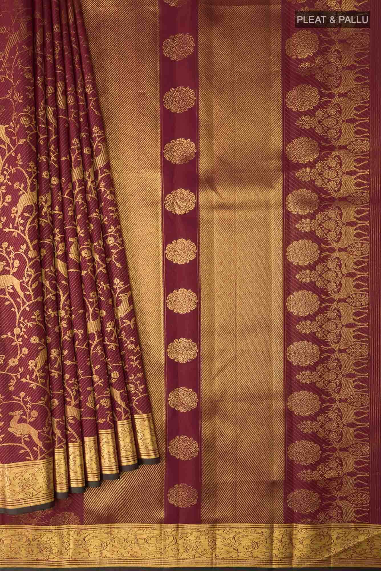 Aaditi-Maroon Kanchipuram Silk Saree - Image 2