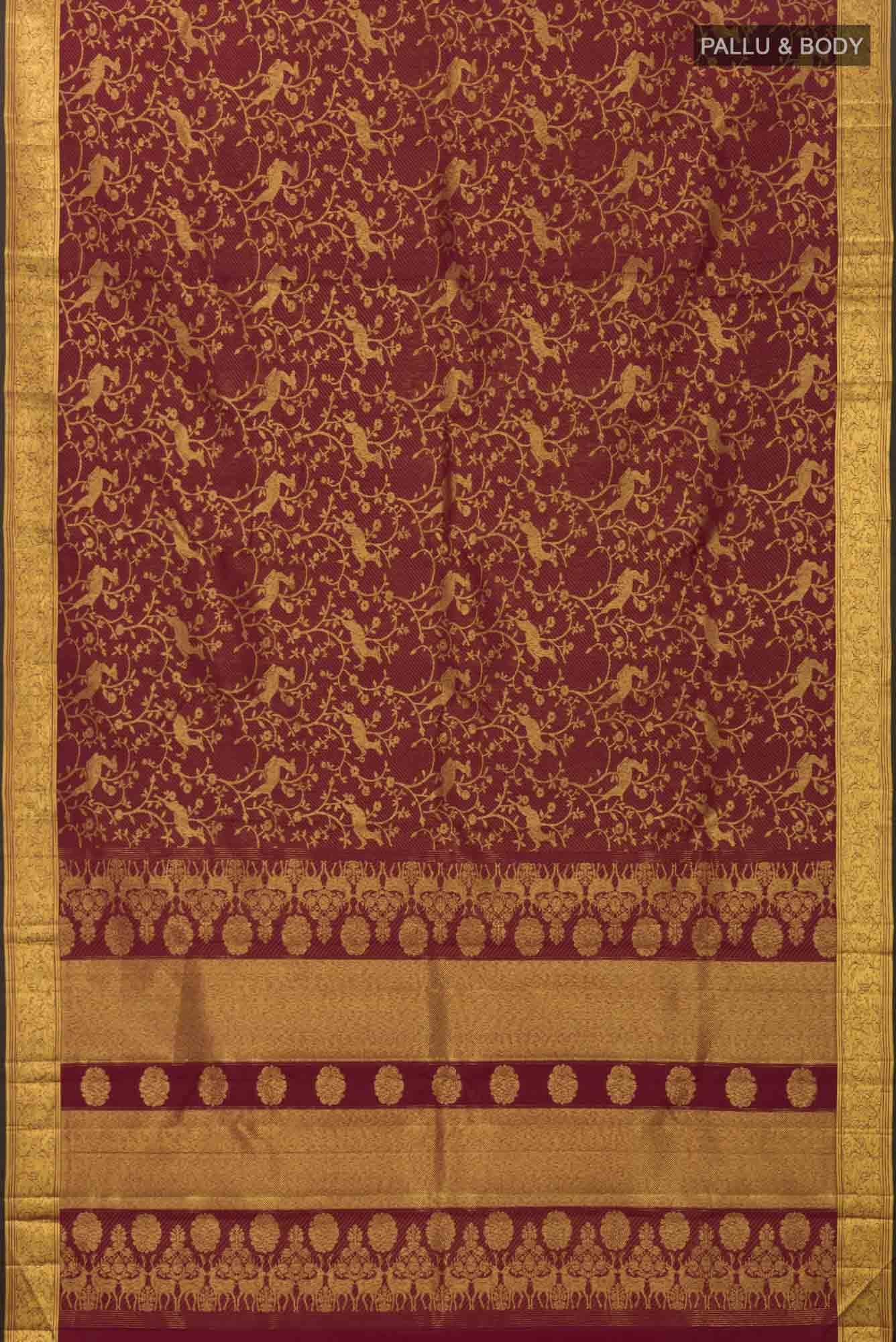 Aaditi-Maroon Kanchipuram Silk Saree - Image 4