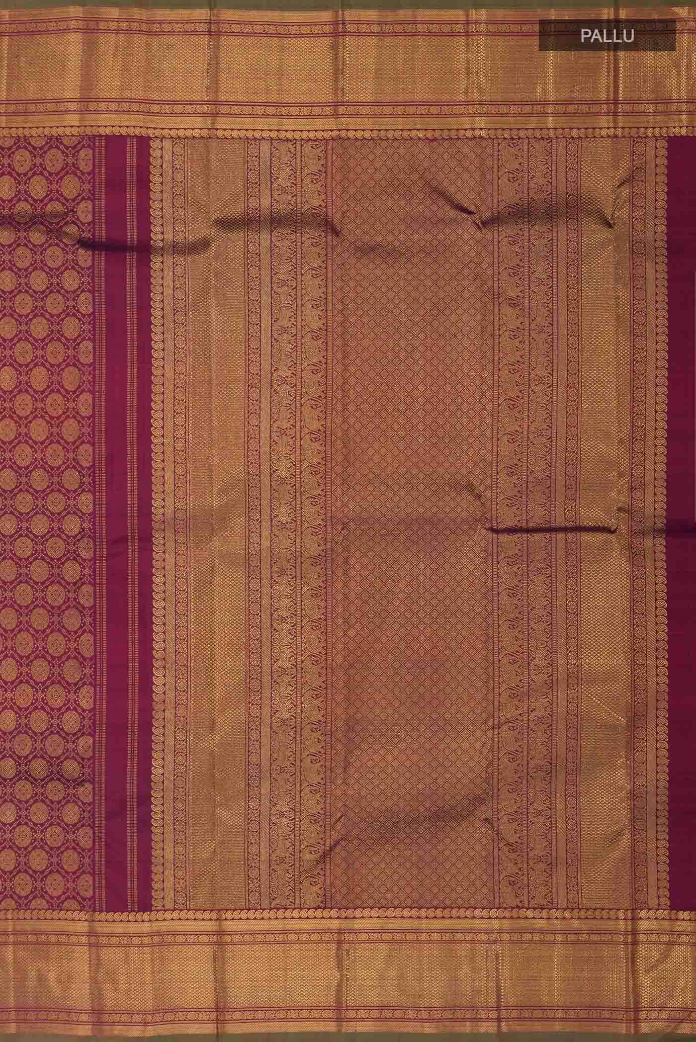 Pure Silk Pure Zari Maroon Kanjivaram Saree - Image 5