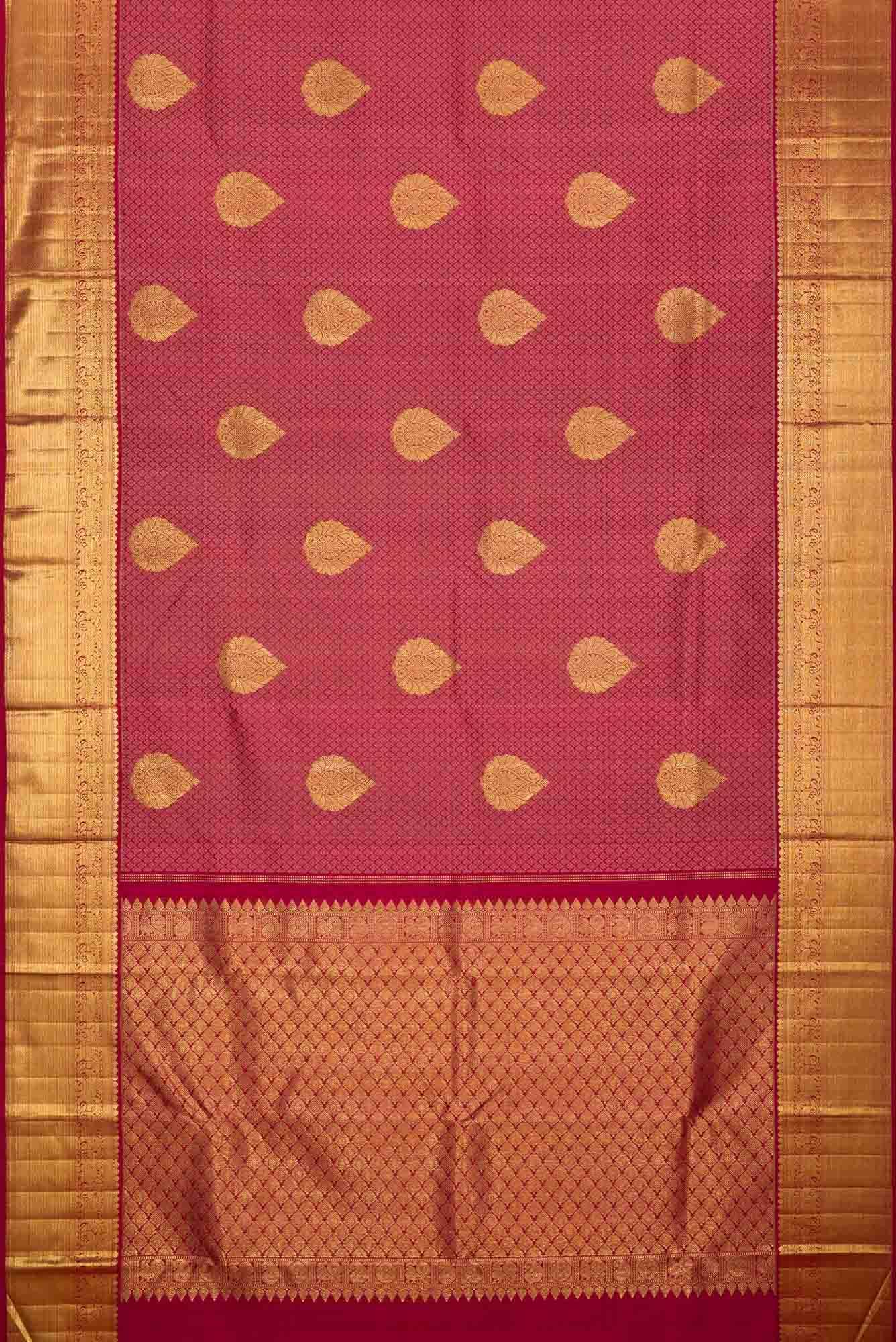 Maroon Dual Tone Kanchipuram Silk Saree - Image 4