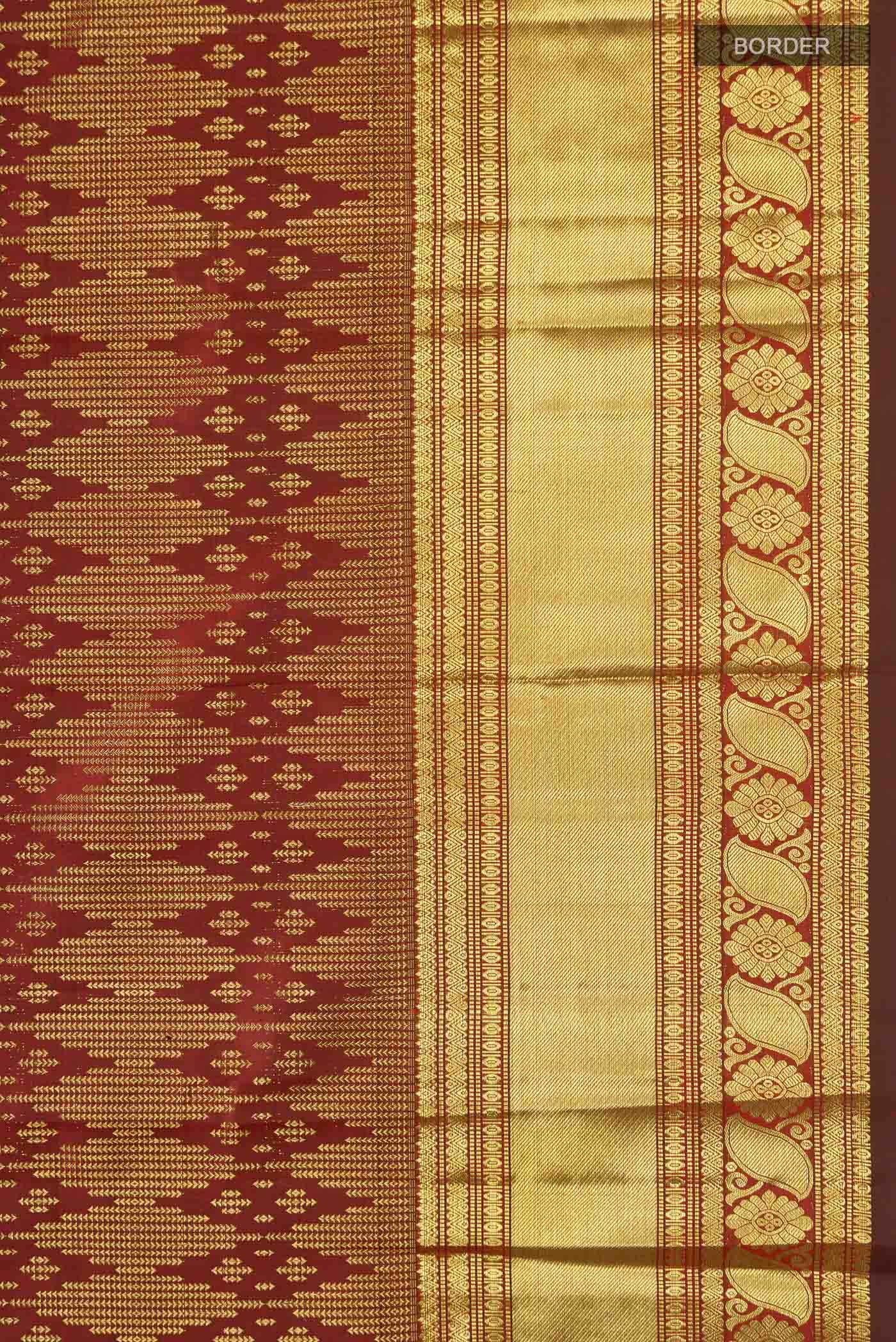 Maroon Kanchipuram Silk Saree - Image 5