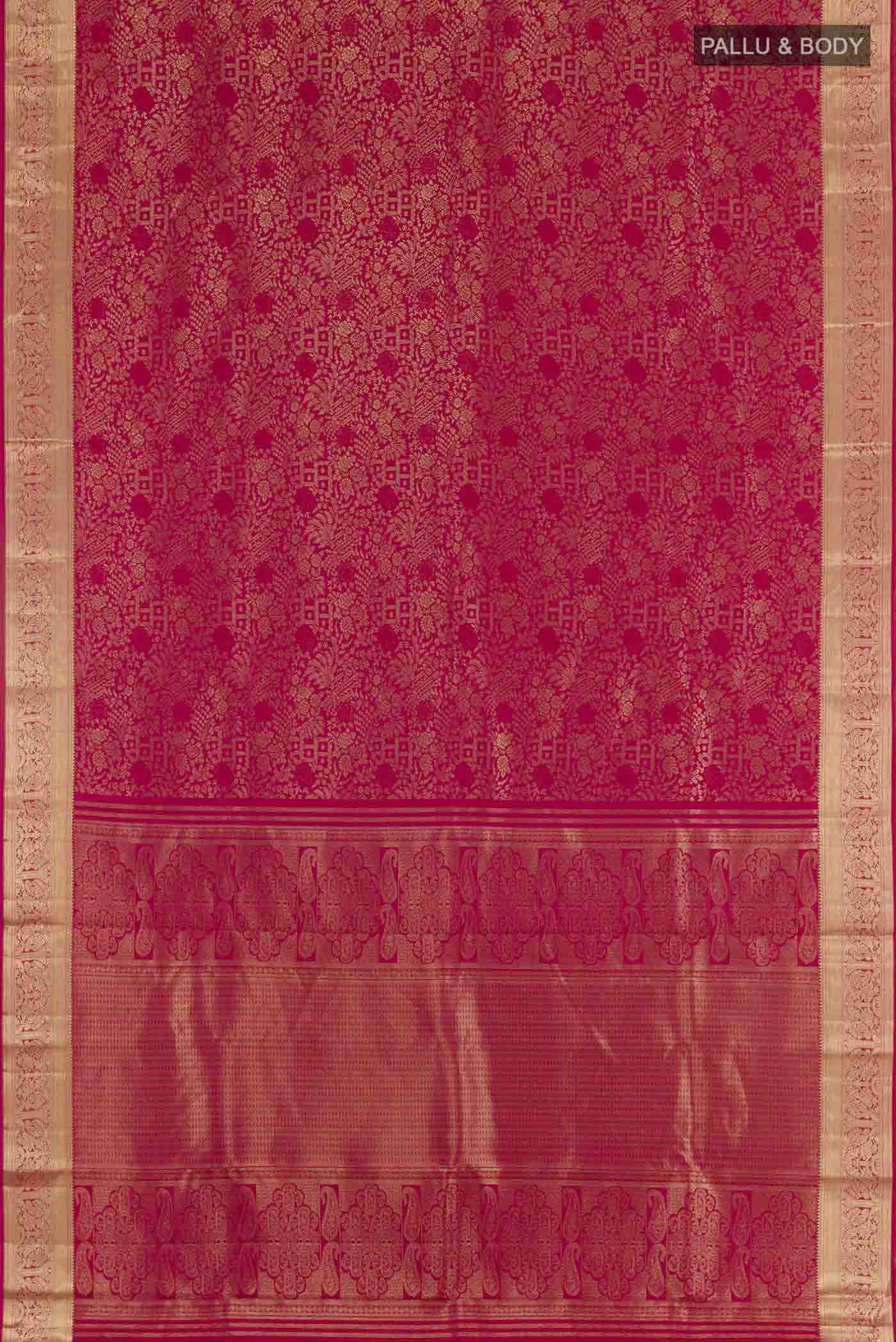 Maroon Kanjivaram Silk Saree - Image 3