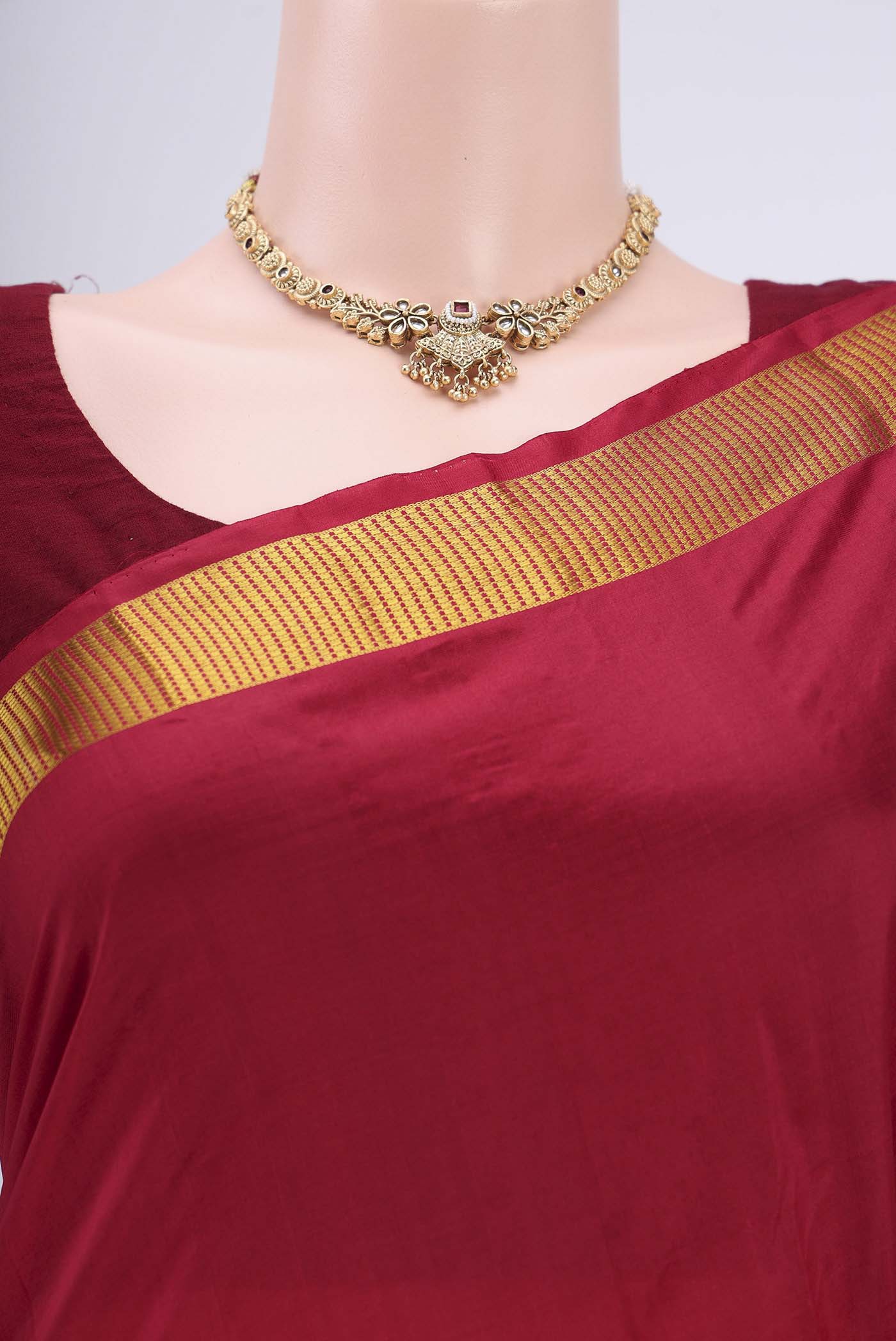 Maroon Kanjivaram Silk Saree - Image 2