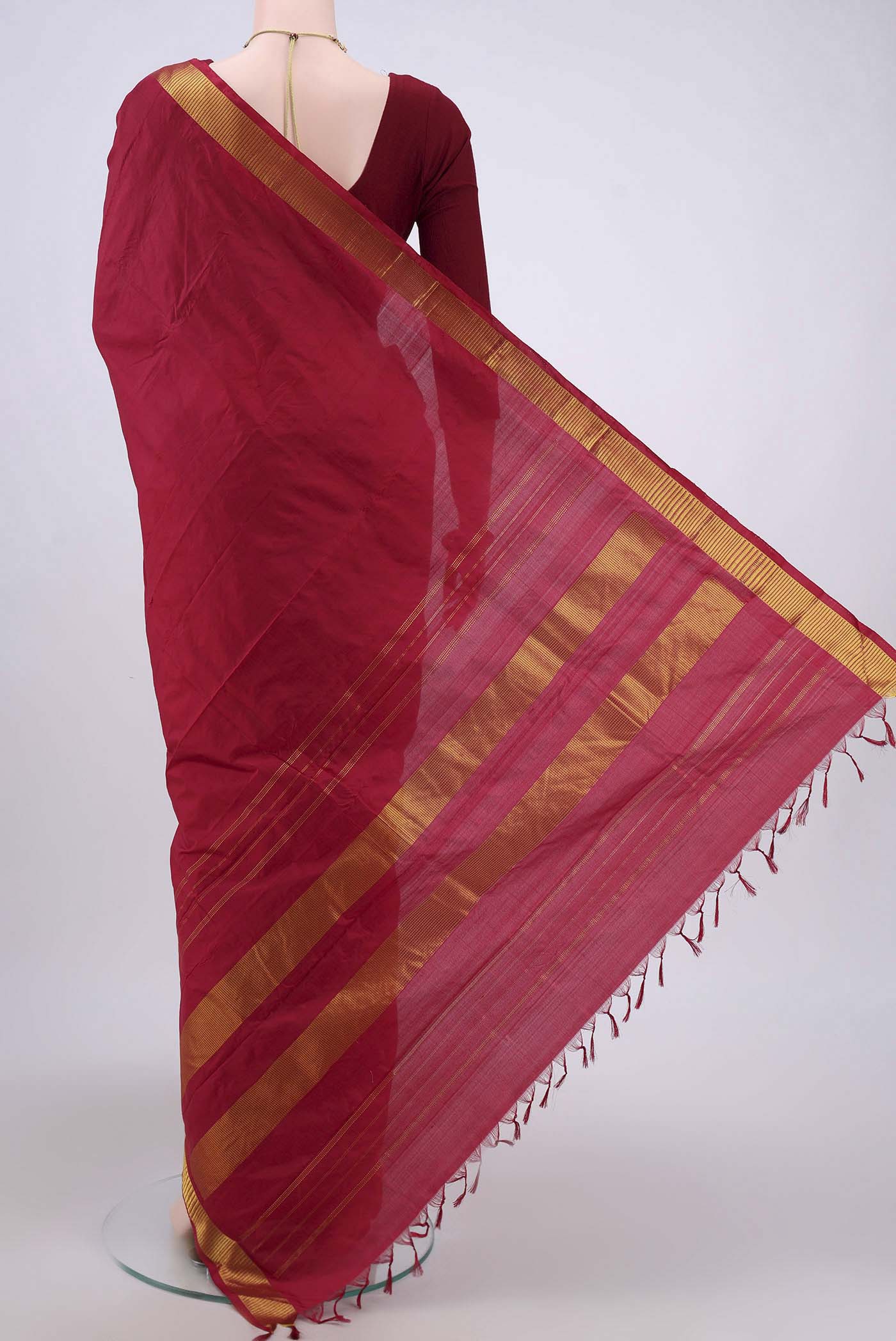 Maroon Kanjivaram Silk Saree - Image 3