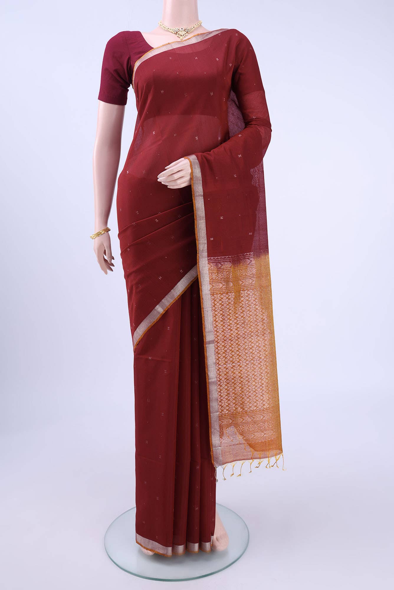 Maroon Kota Cotton Saree