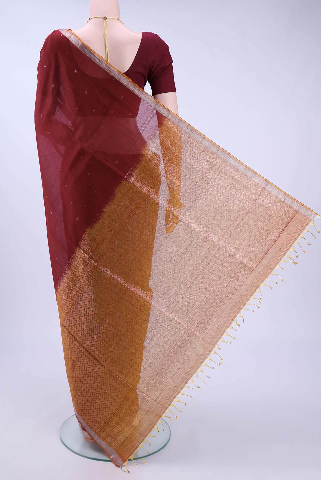 Maroon Kota Cotton Saree - Image 2