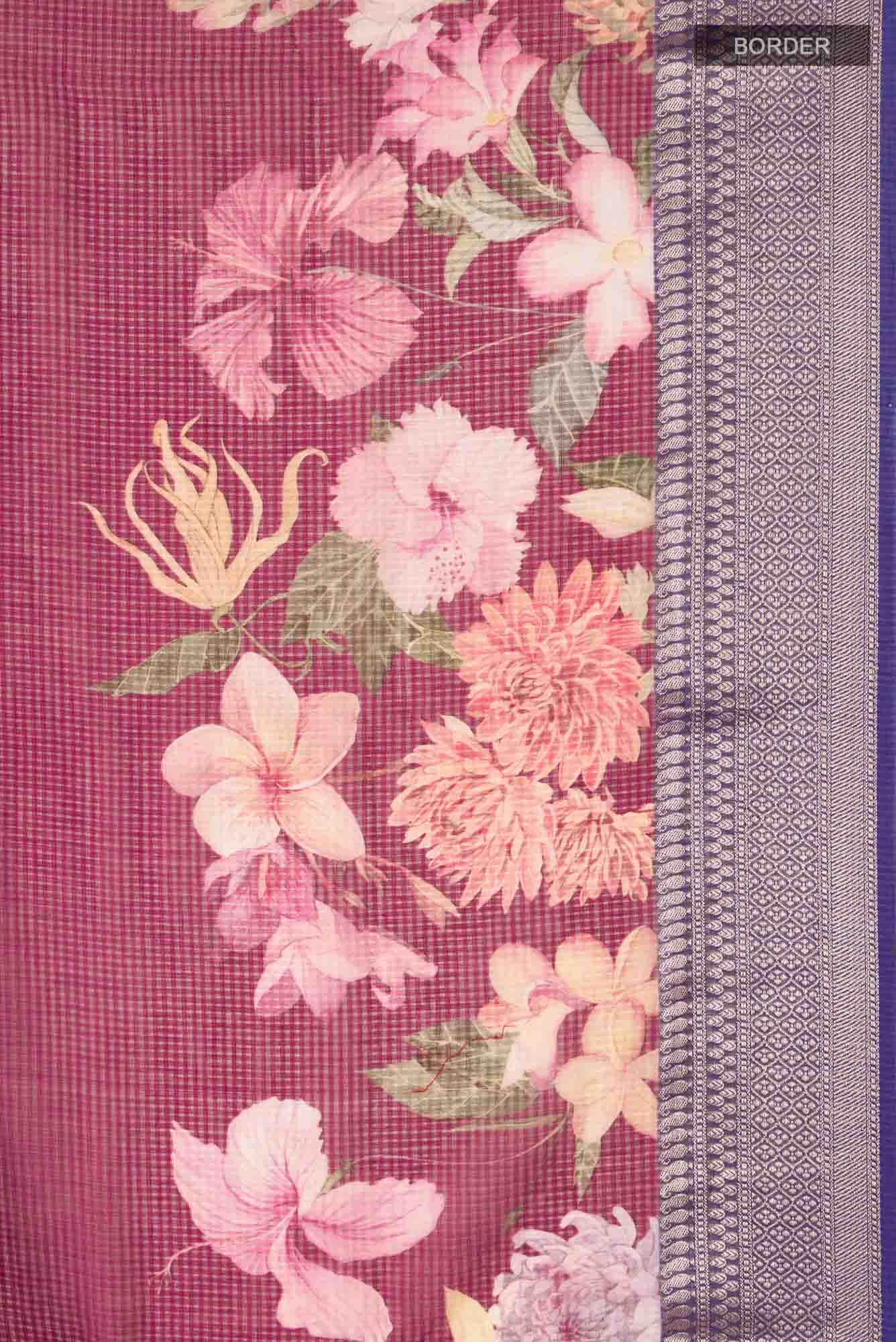 Maroon Kota Cotton Saree - Image 4