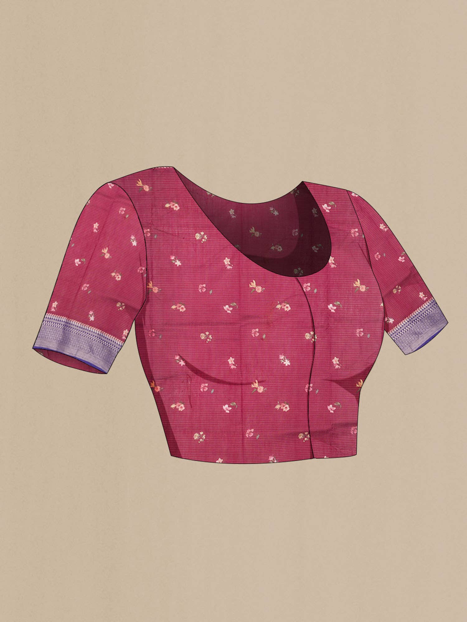 Maroon Kota Cotton Saree - Image 5