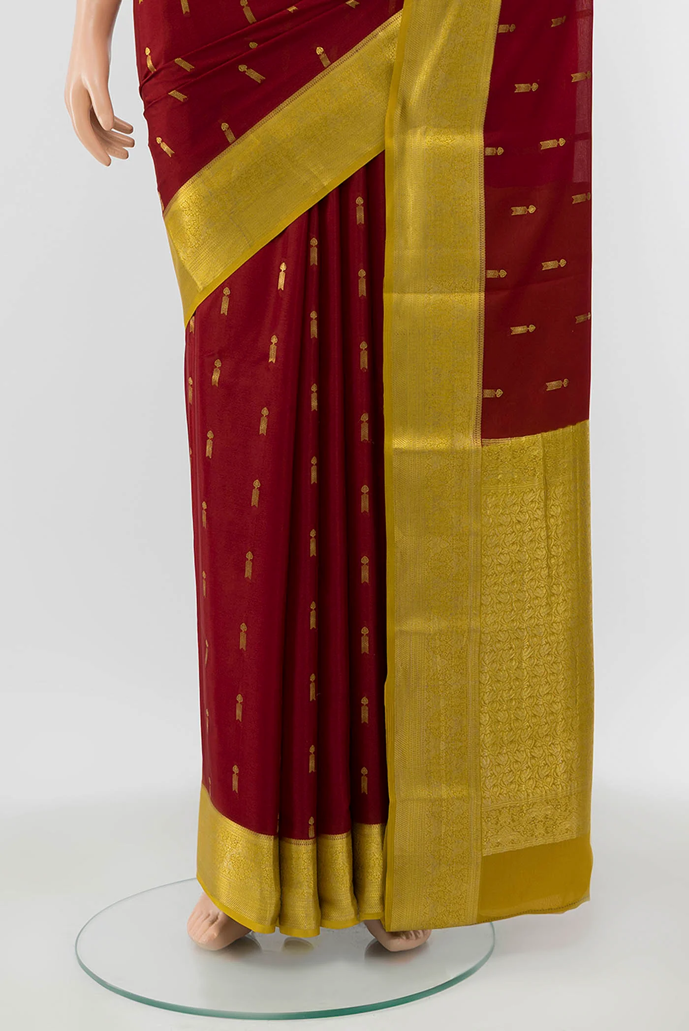 Maroon Mysore Crepe Saree - Image 3