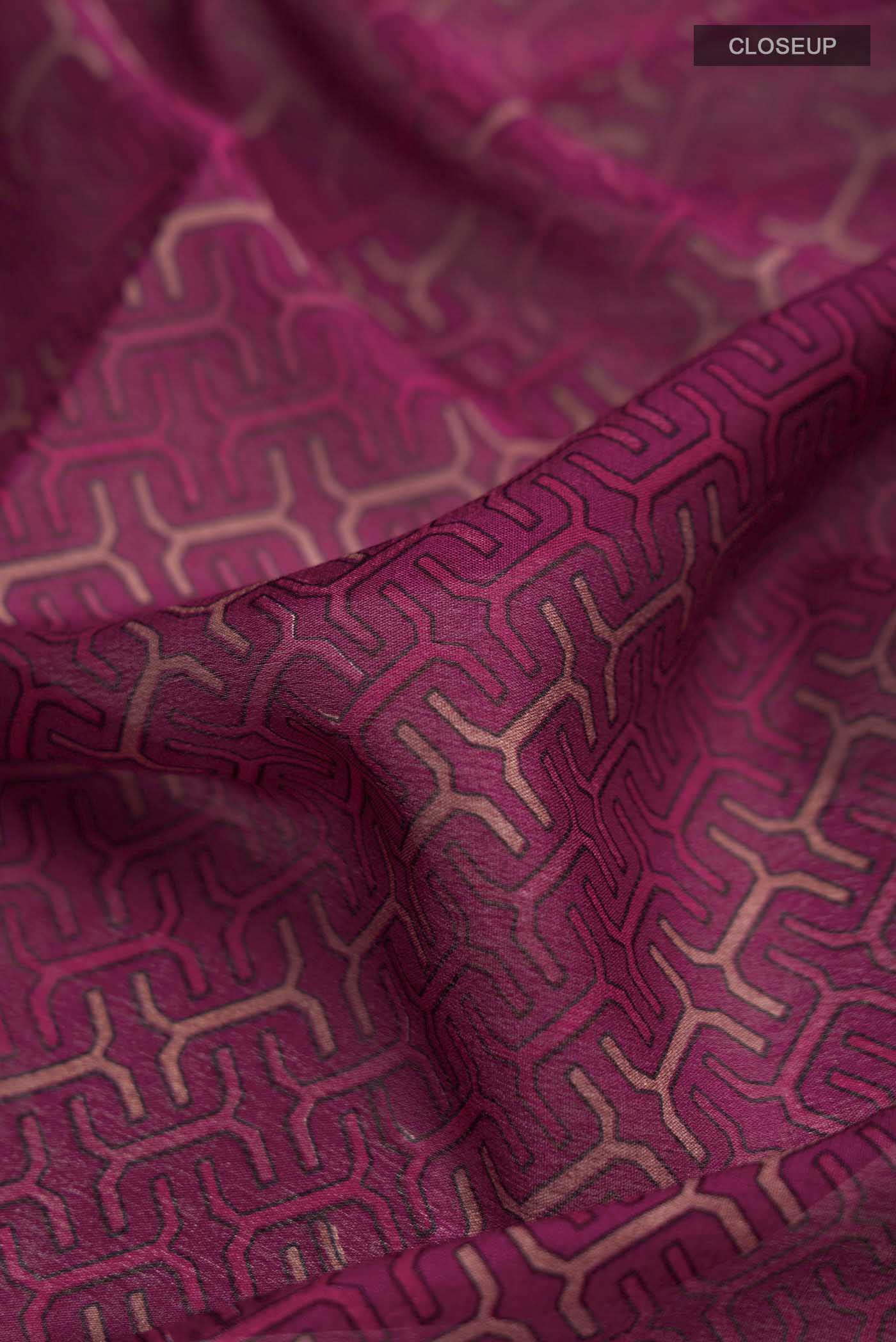 Maroon Mysore Crepe Saree - Image 2