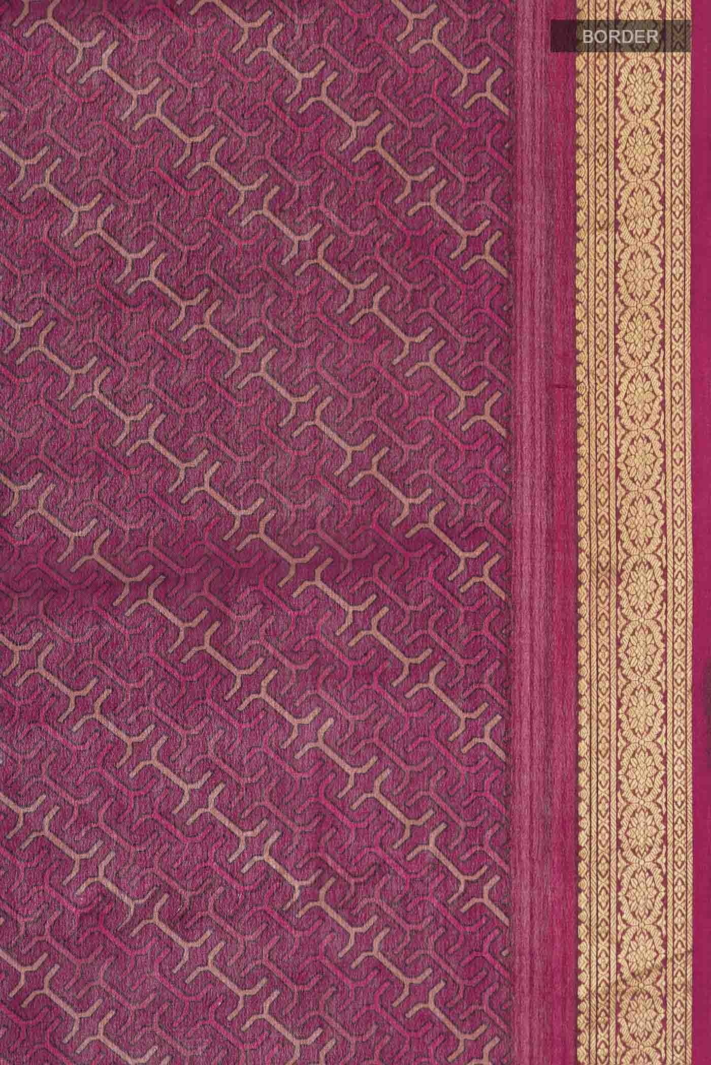 Maroon Mysore Crepe Saree - Image 3