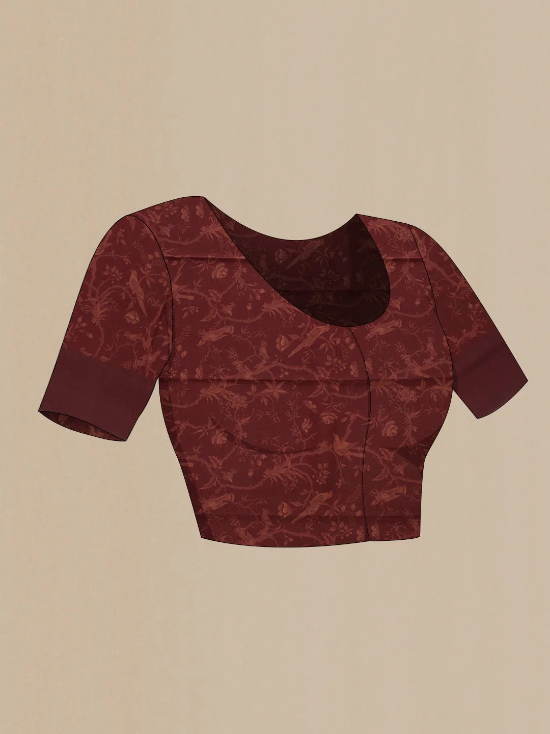 Maroon Mysore Crepe Saree - Image 4