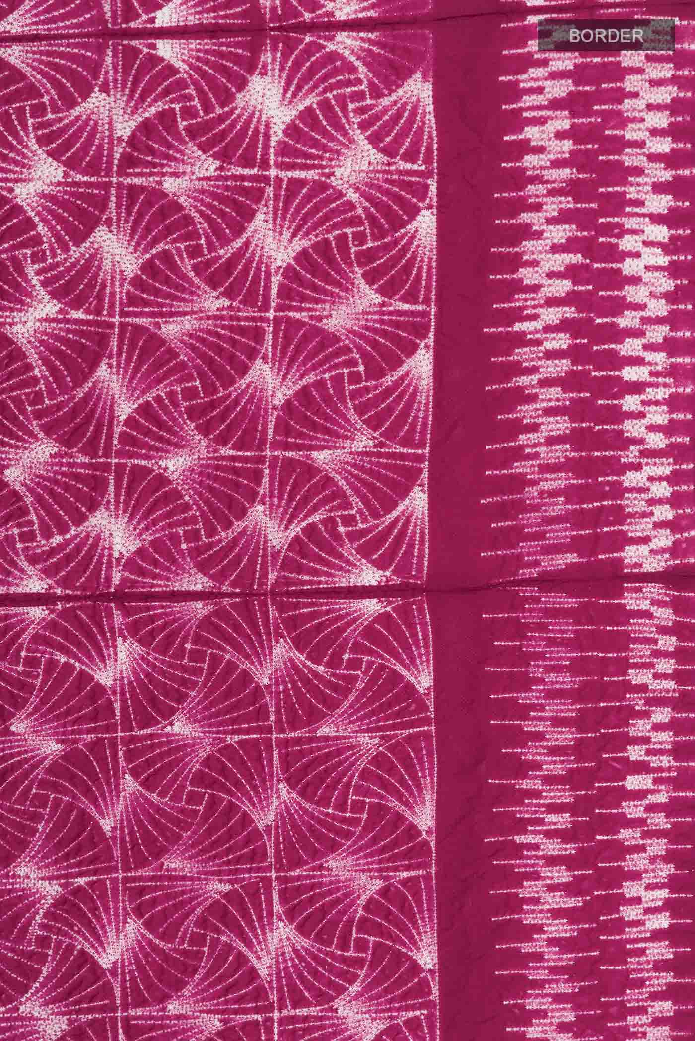 Maroon Printed Silk Saree - Image 3