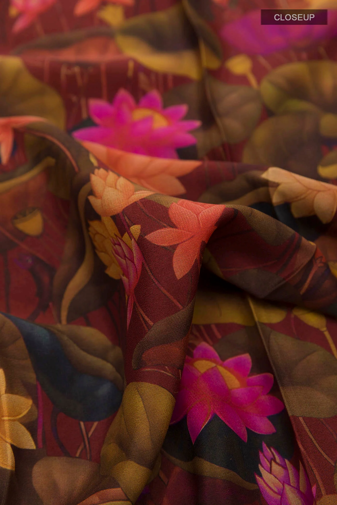Maroon Printed Silk Saree - Image 2
