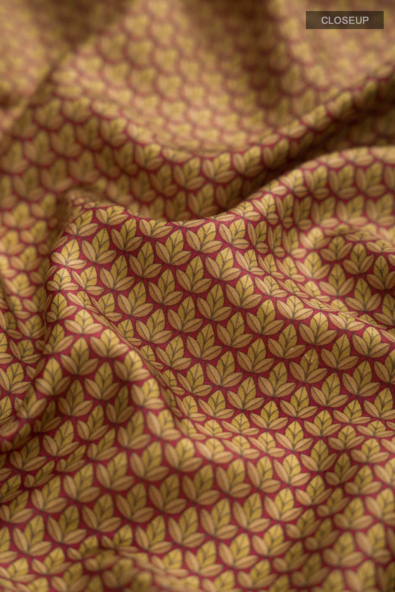 Maroon Printed Silk Saree - Image 2