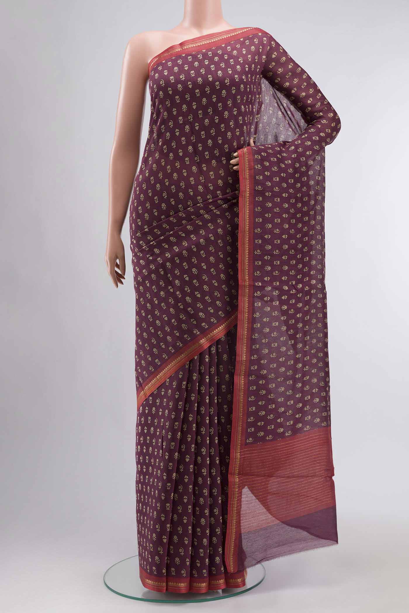 Maroon Silk Cotton Saree