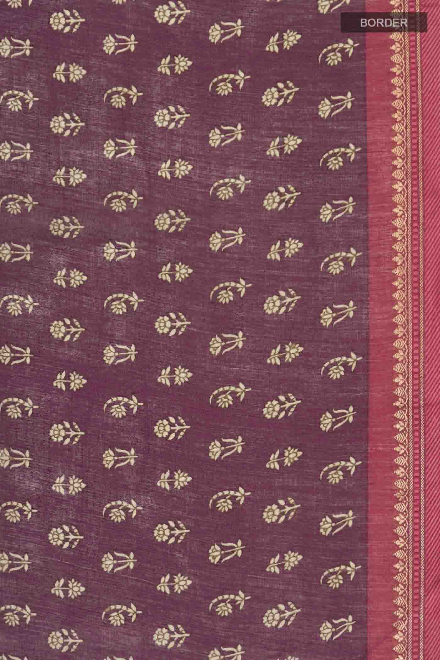 Maroon Silk Cotton Saree - Image 3