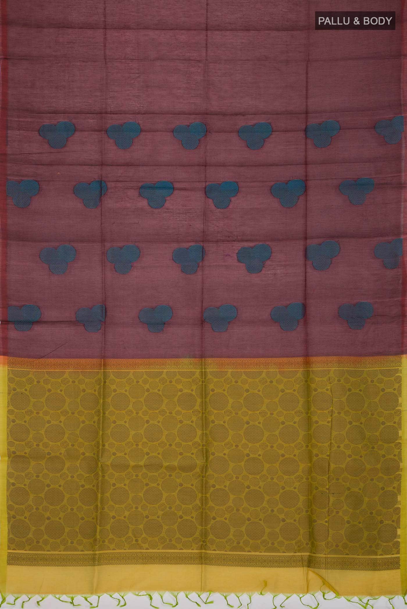 Maroon Silk Cotton Saree - Image 2