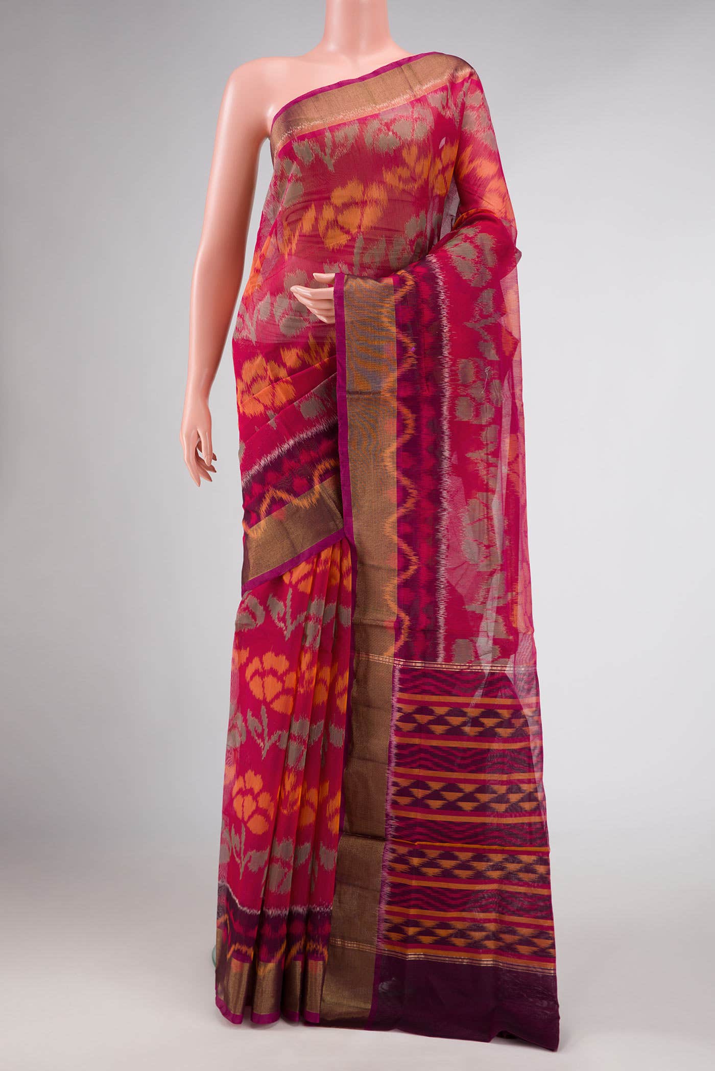 Maroon Silk Cotton Saree