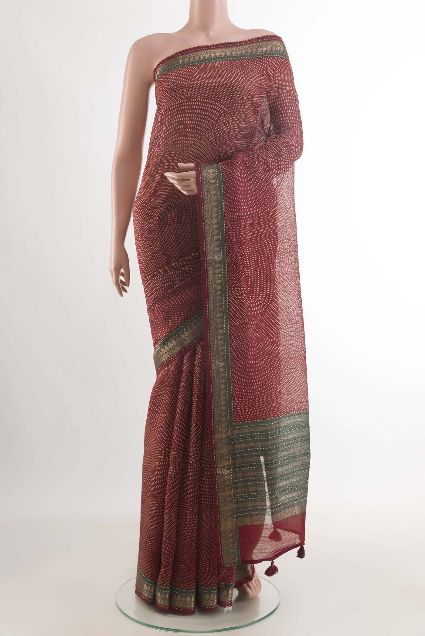 Maroon Tussar Saree