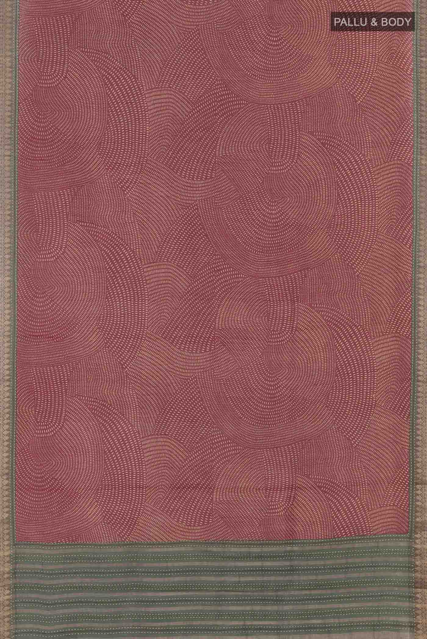 Maroon Tussar Saree - Image 5
