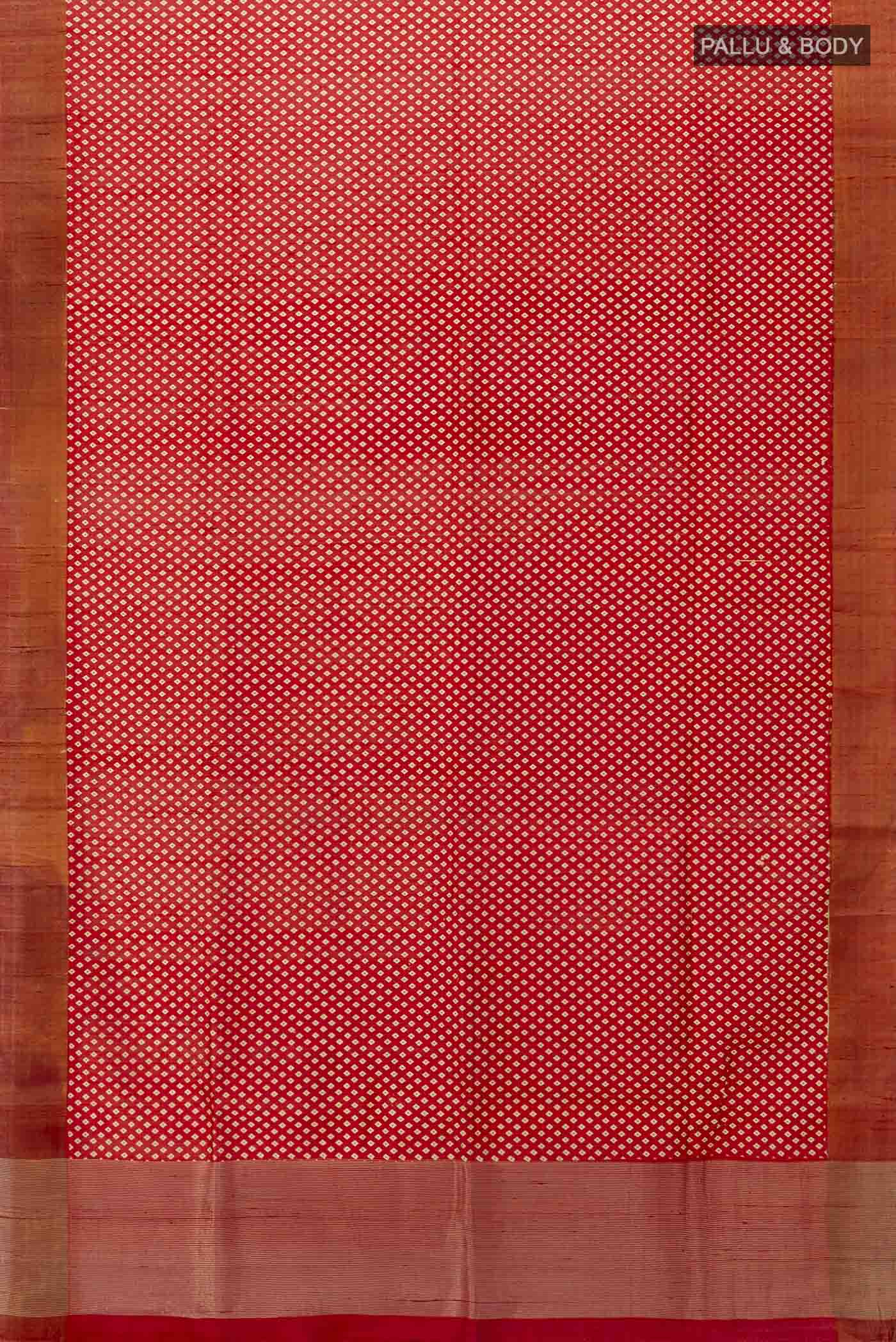 Maroon Tussar Silk Saree - Image 5