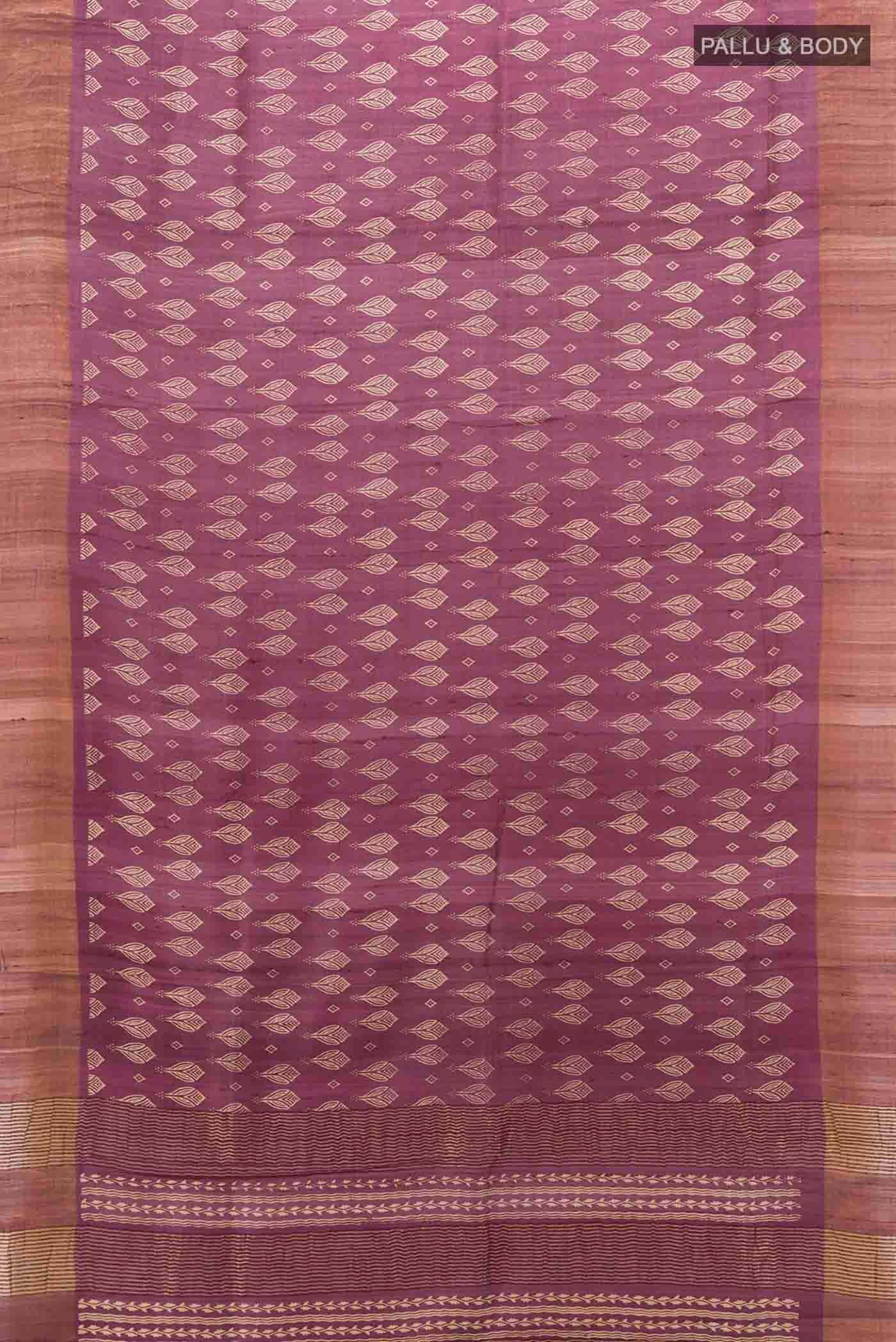 Magenta Tussar Silk Saree - Image 5