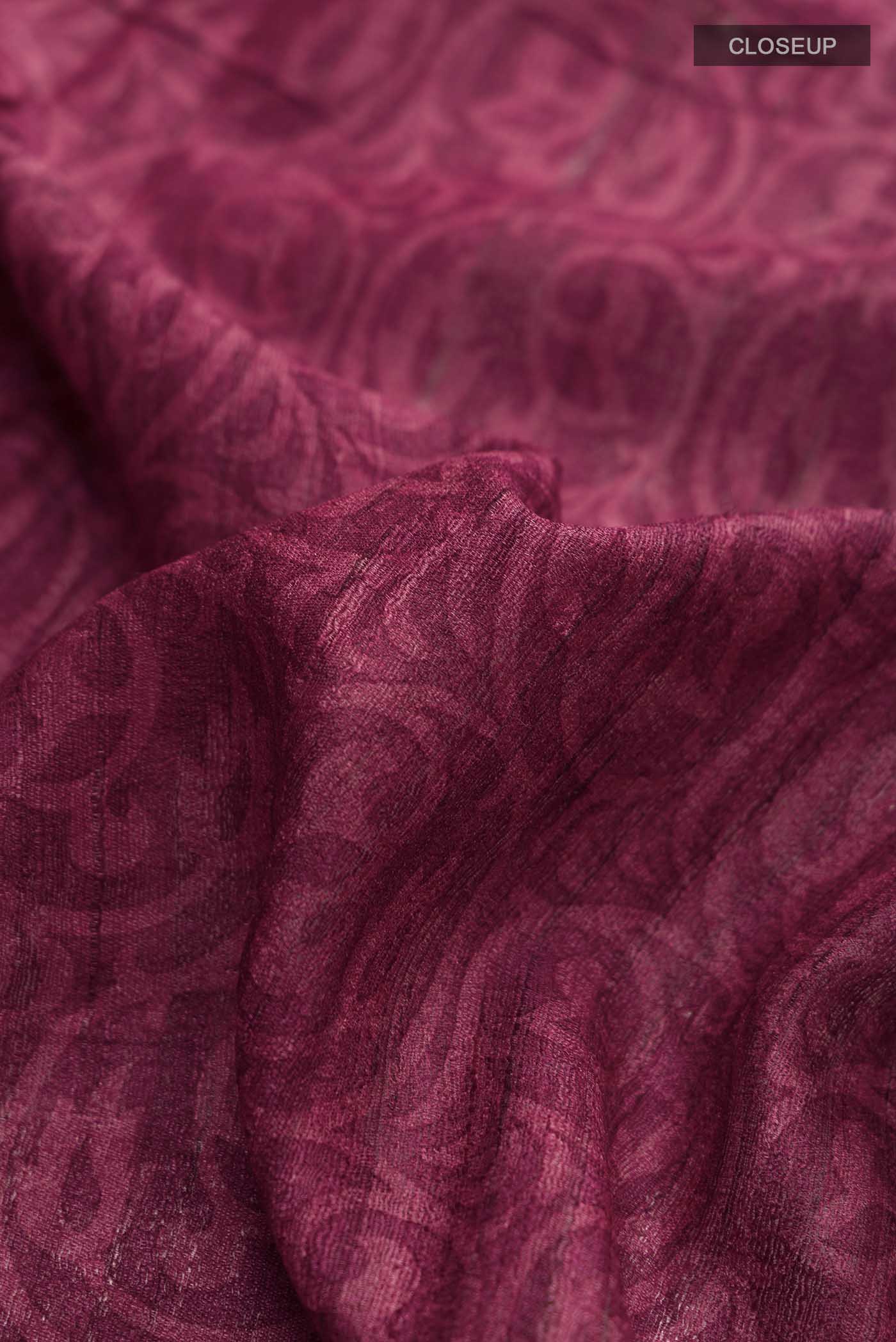 Maroon Tussar Silk Saree - Image 2
