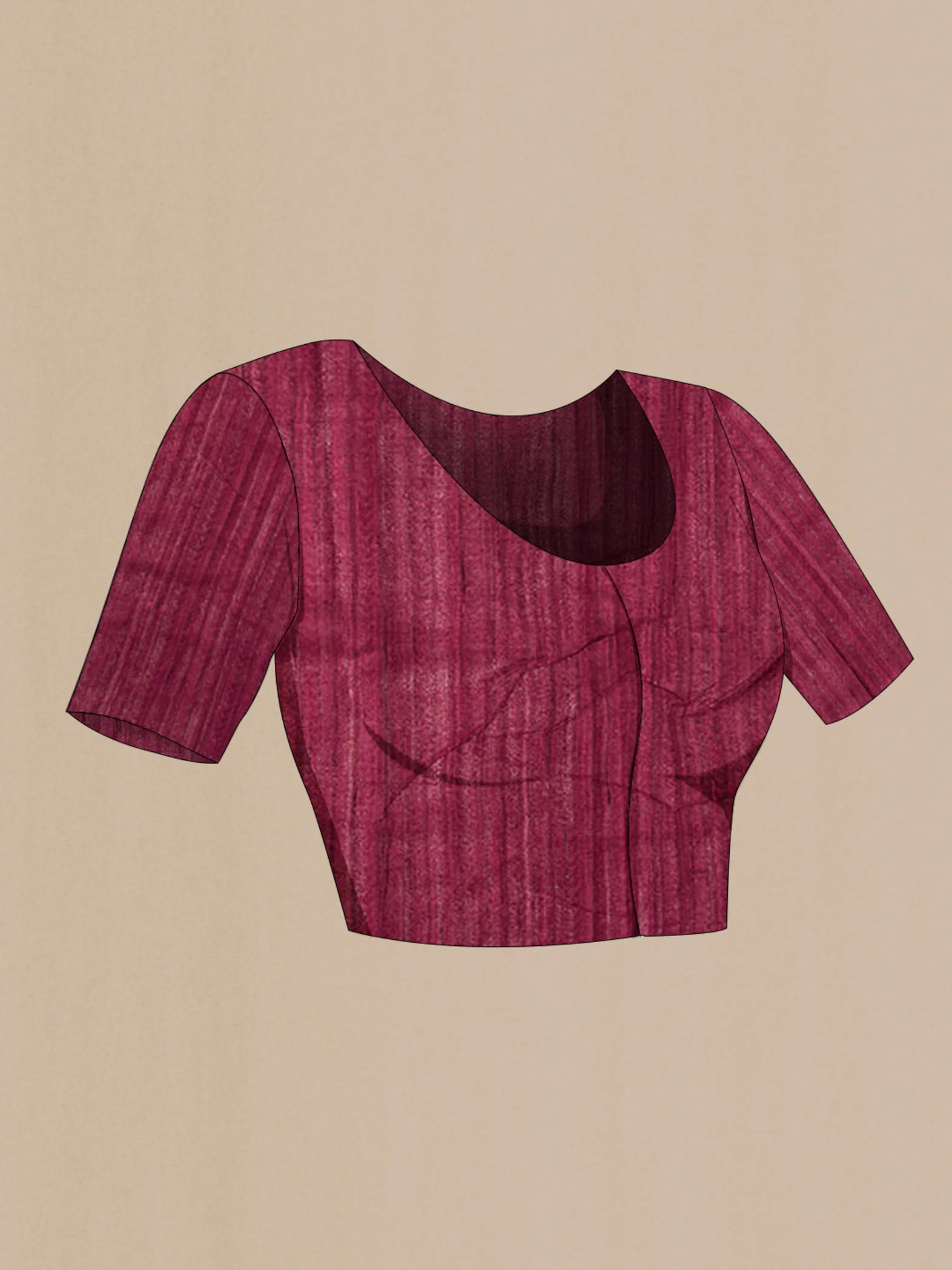 Maroon Tussar Silk Saree - Image 4