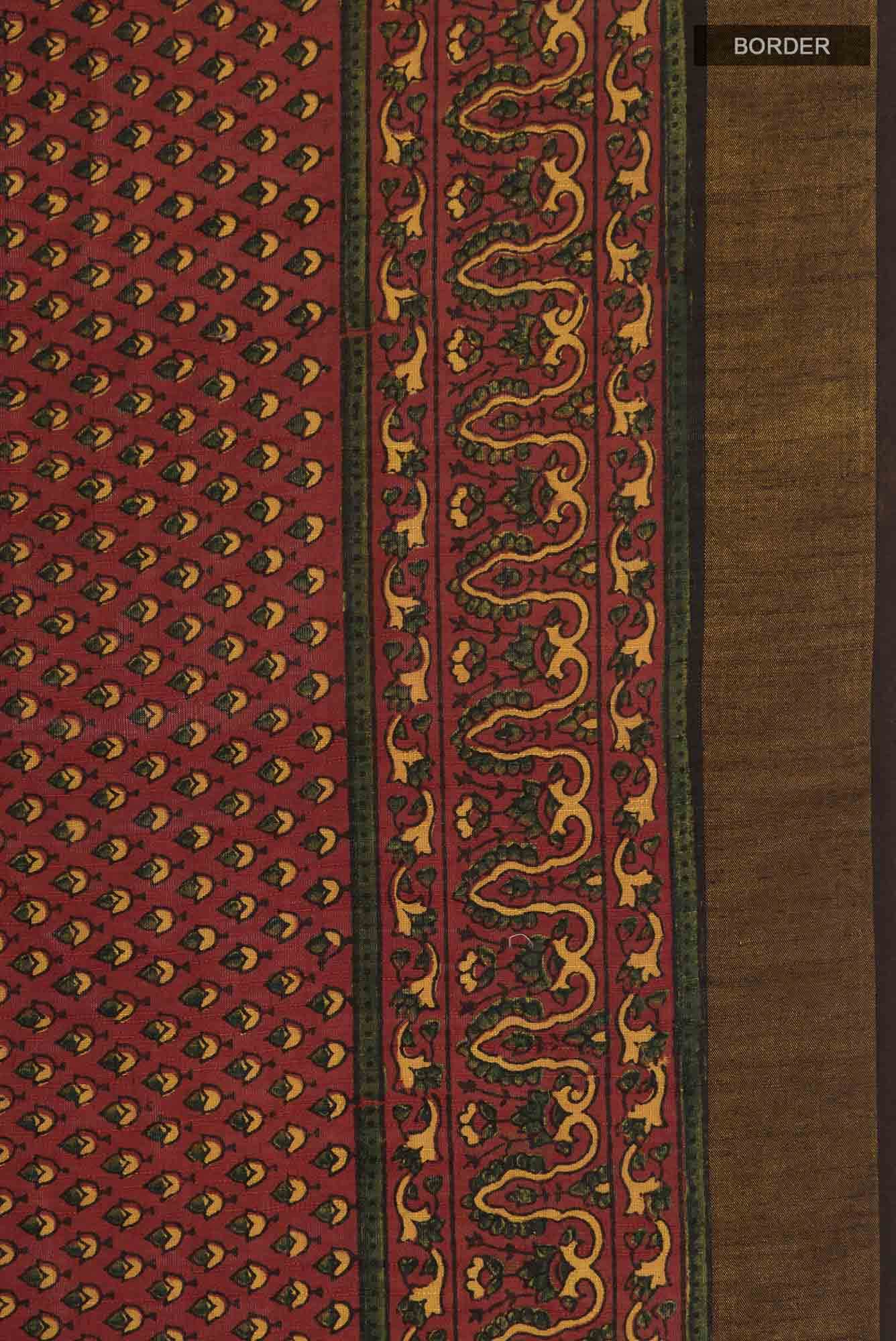 Maroon Tussar Silk Saree - Image 4