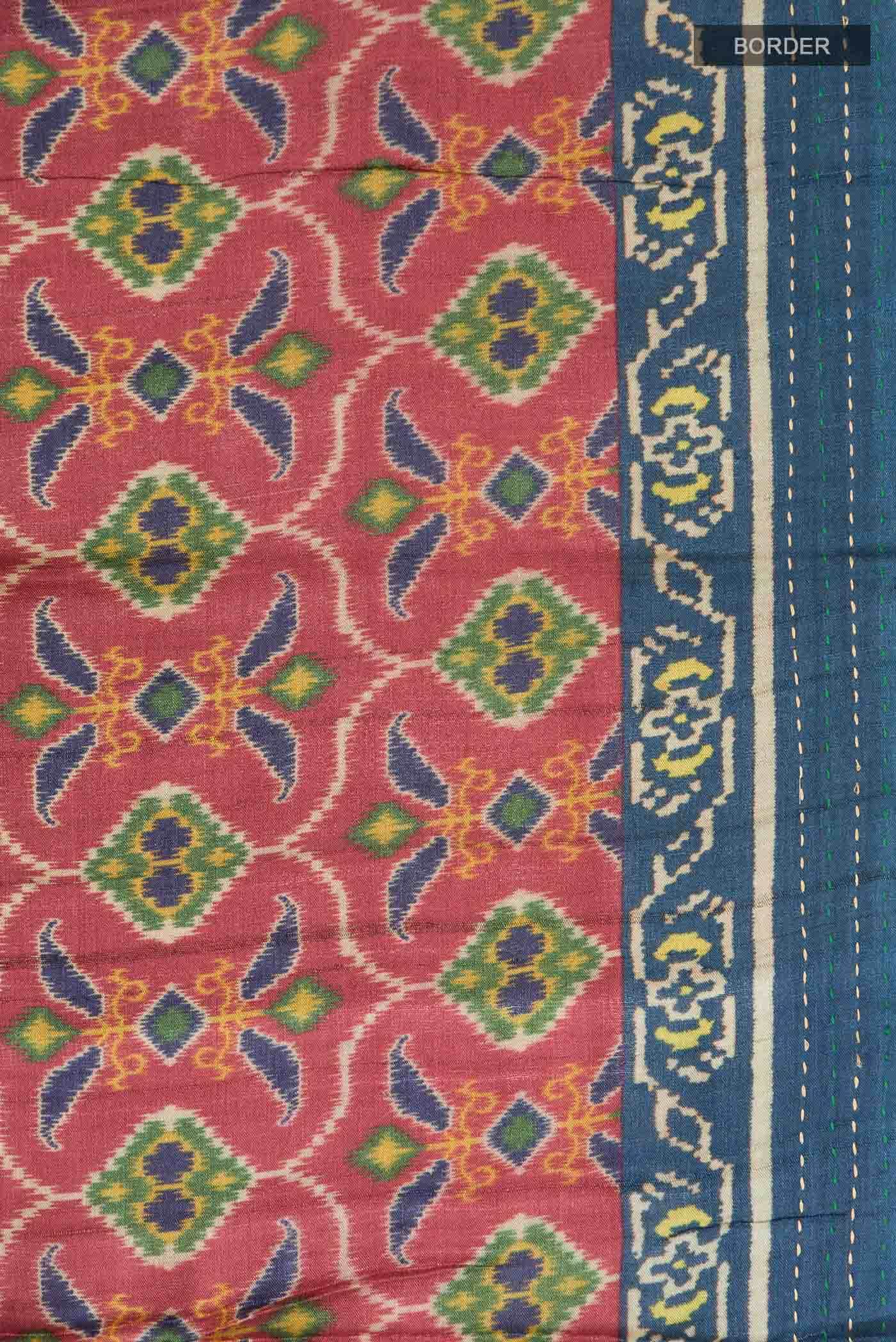 Maroon Tussar Silk Saree - Image 4