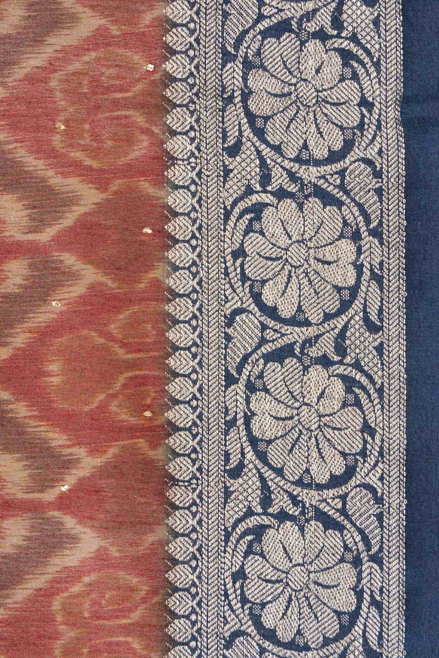 Maroon Tussar Silk Saree - Image 3