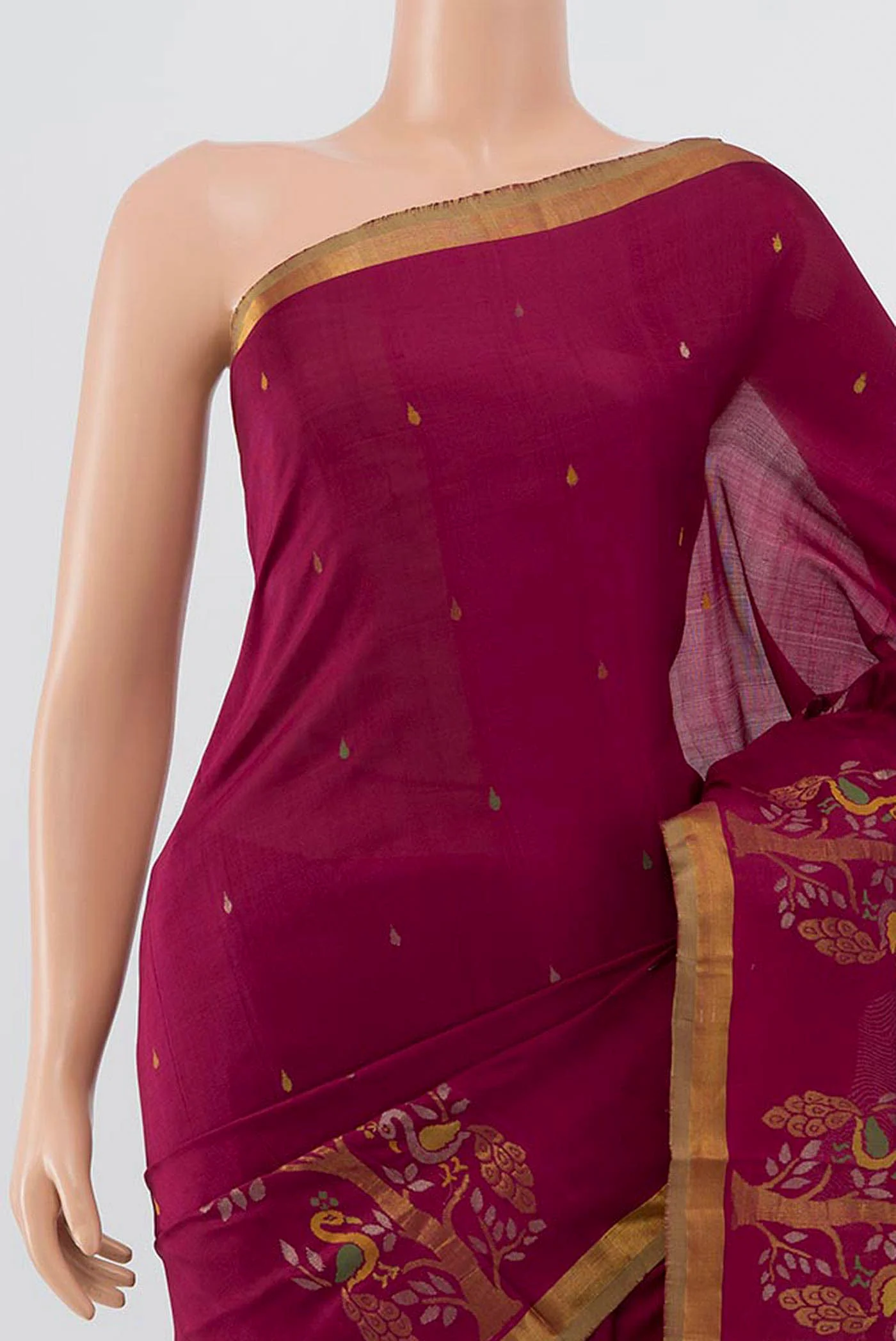 Maroon Uppada Silk Saree - Image 2