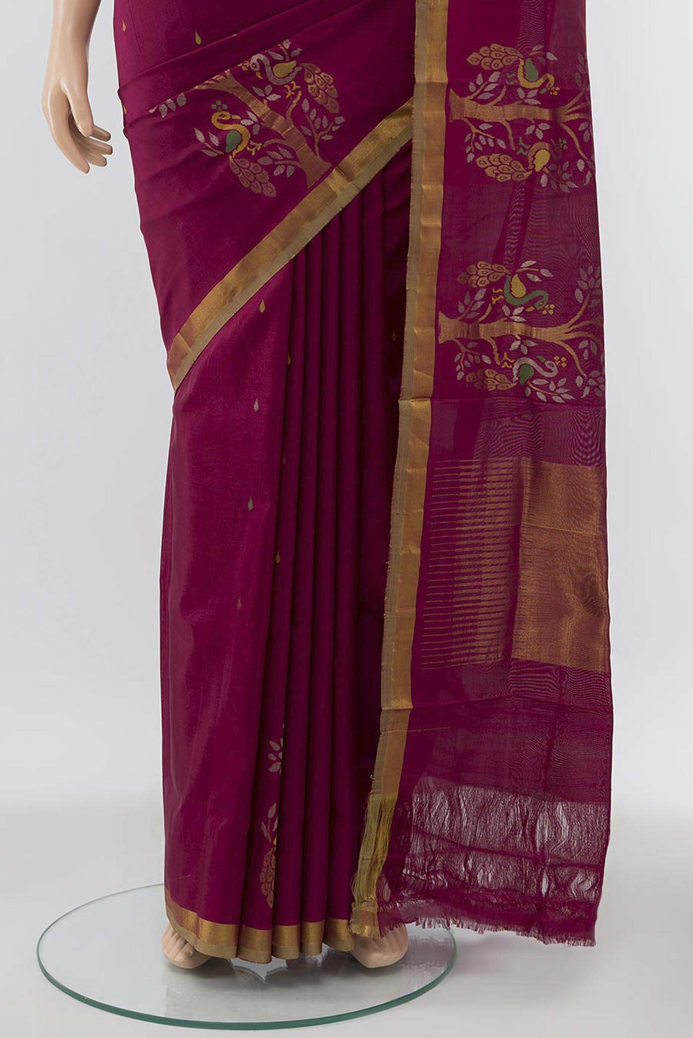 Maroon Uppada Silk Saree - Image 3
