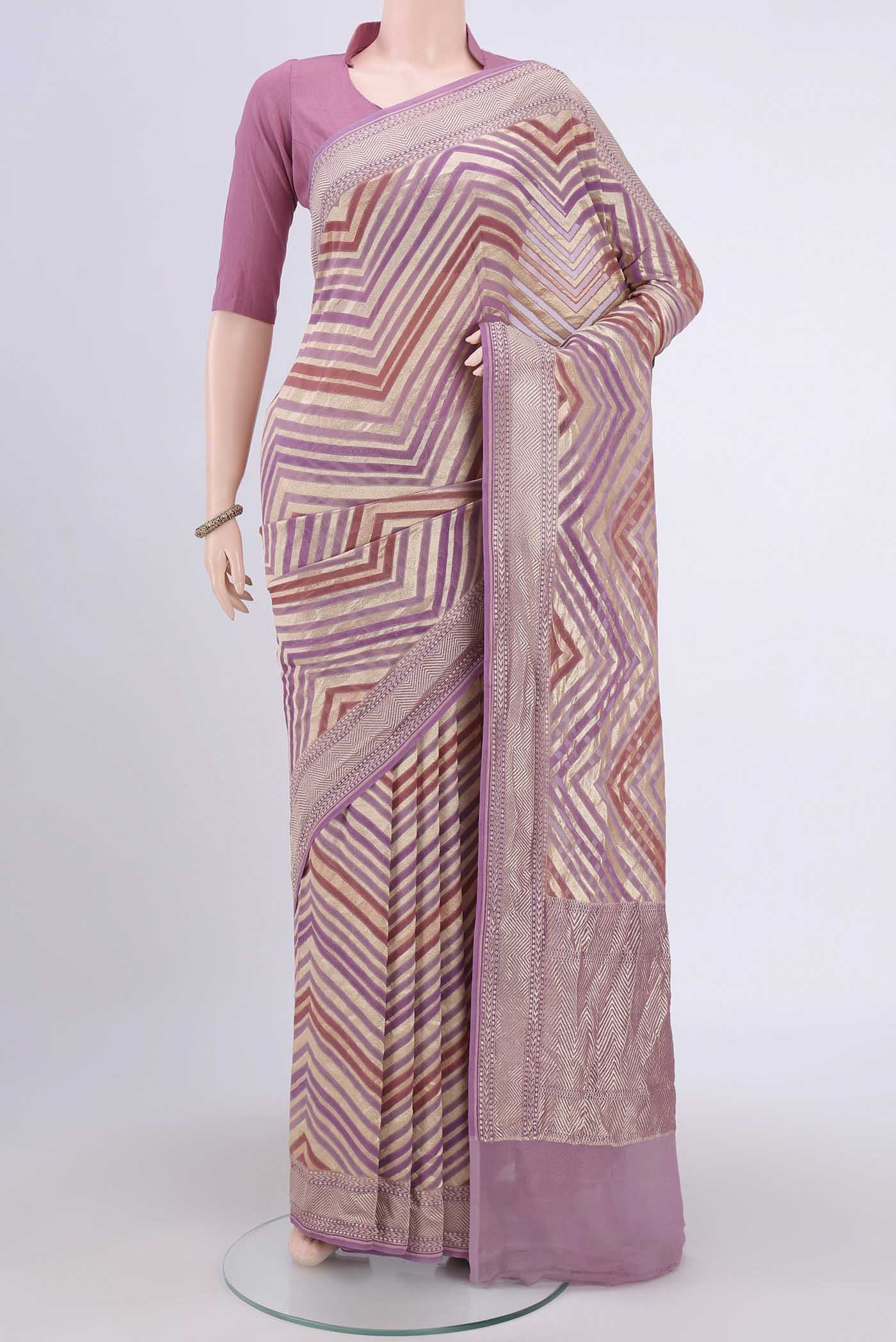 Lavender Banarasi Georgette Saree