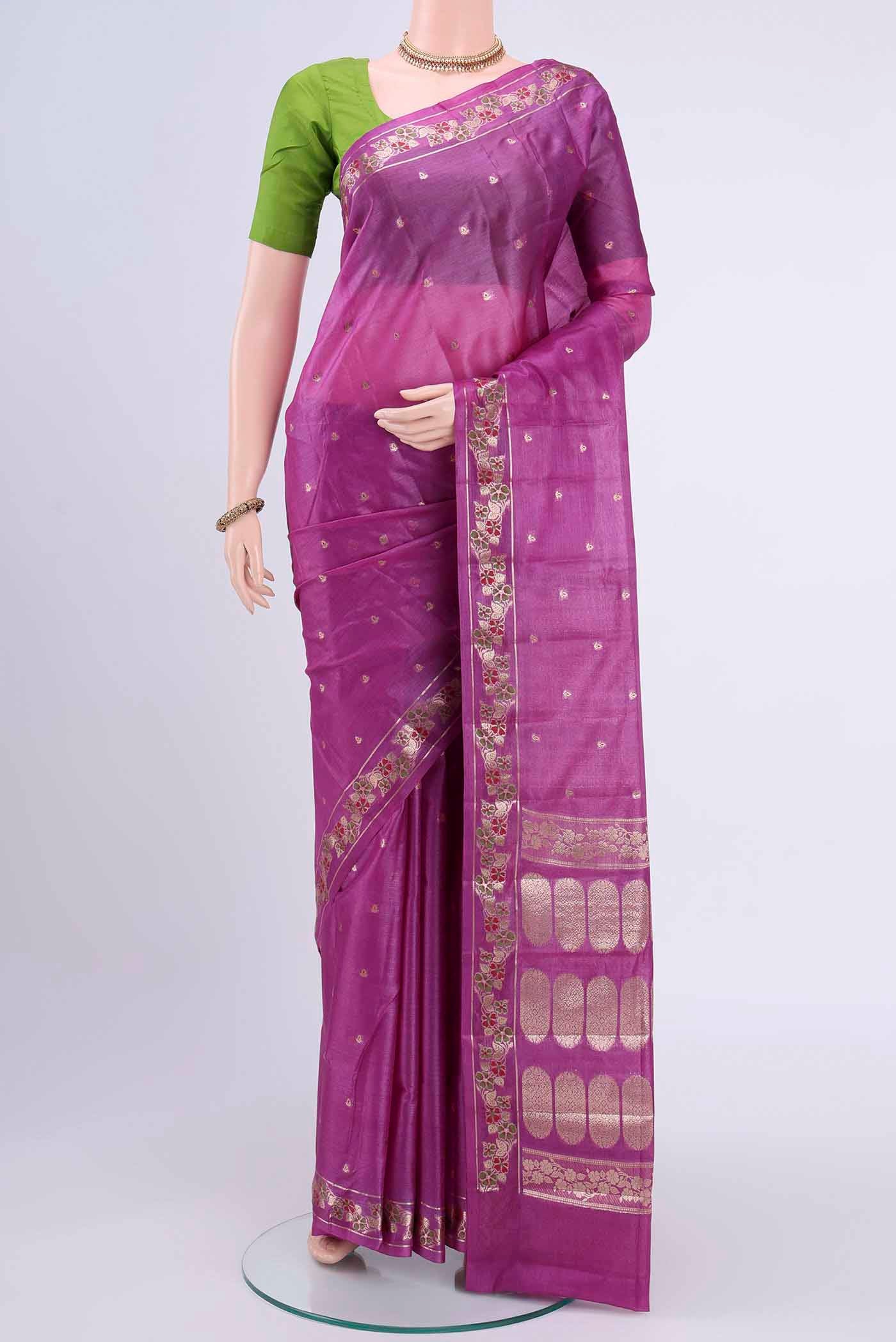 Mauve Banarasi Tussar Silk Saree
