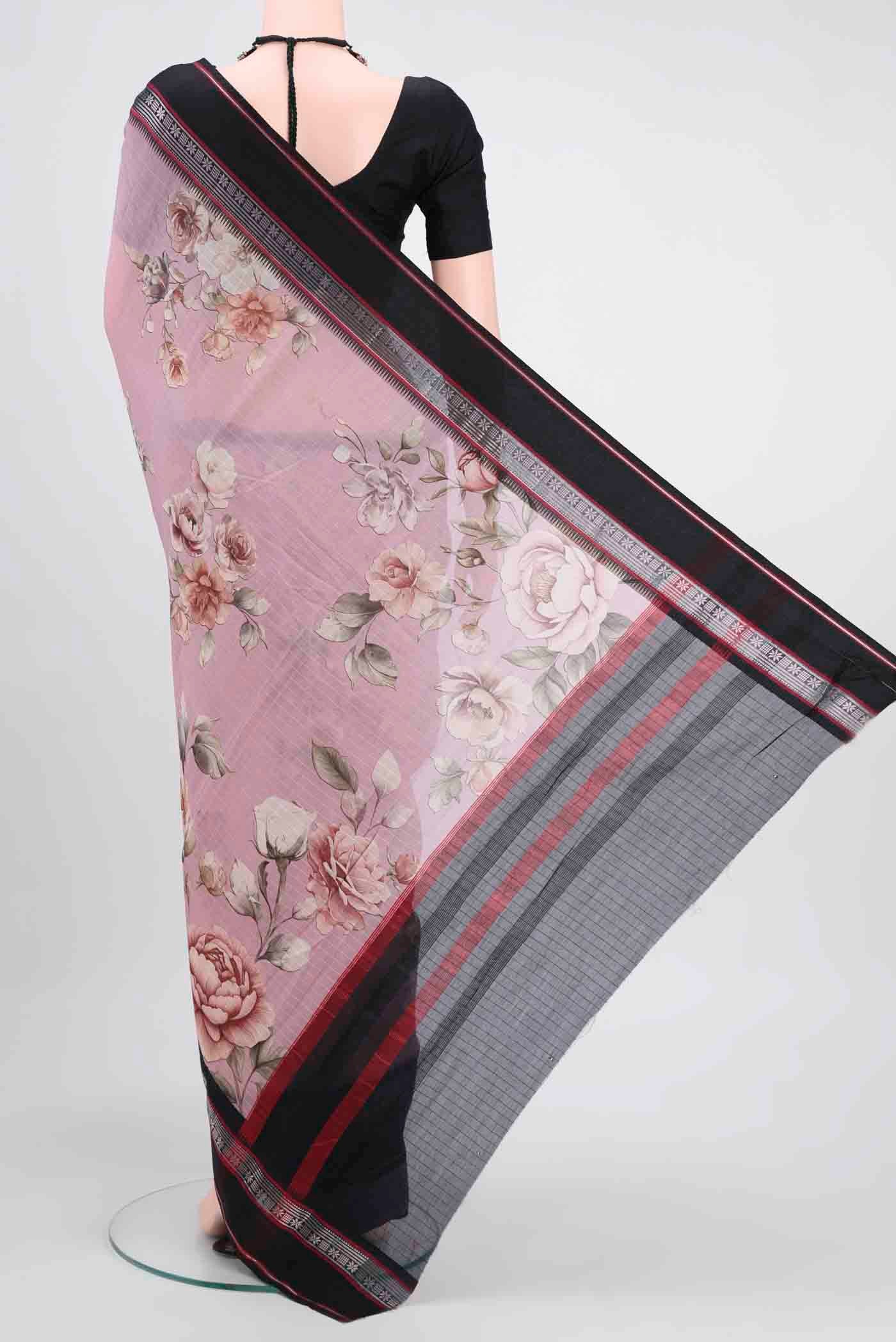 Mauve Chanderi Silk Cotton Saree - Image 3