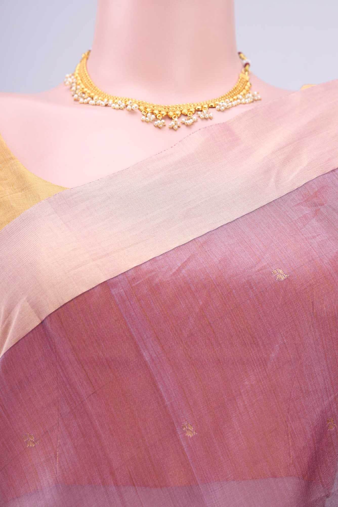 Mauve Dual Tone Chanderi Silk Cotton Saree - Image 2