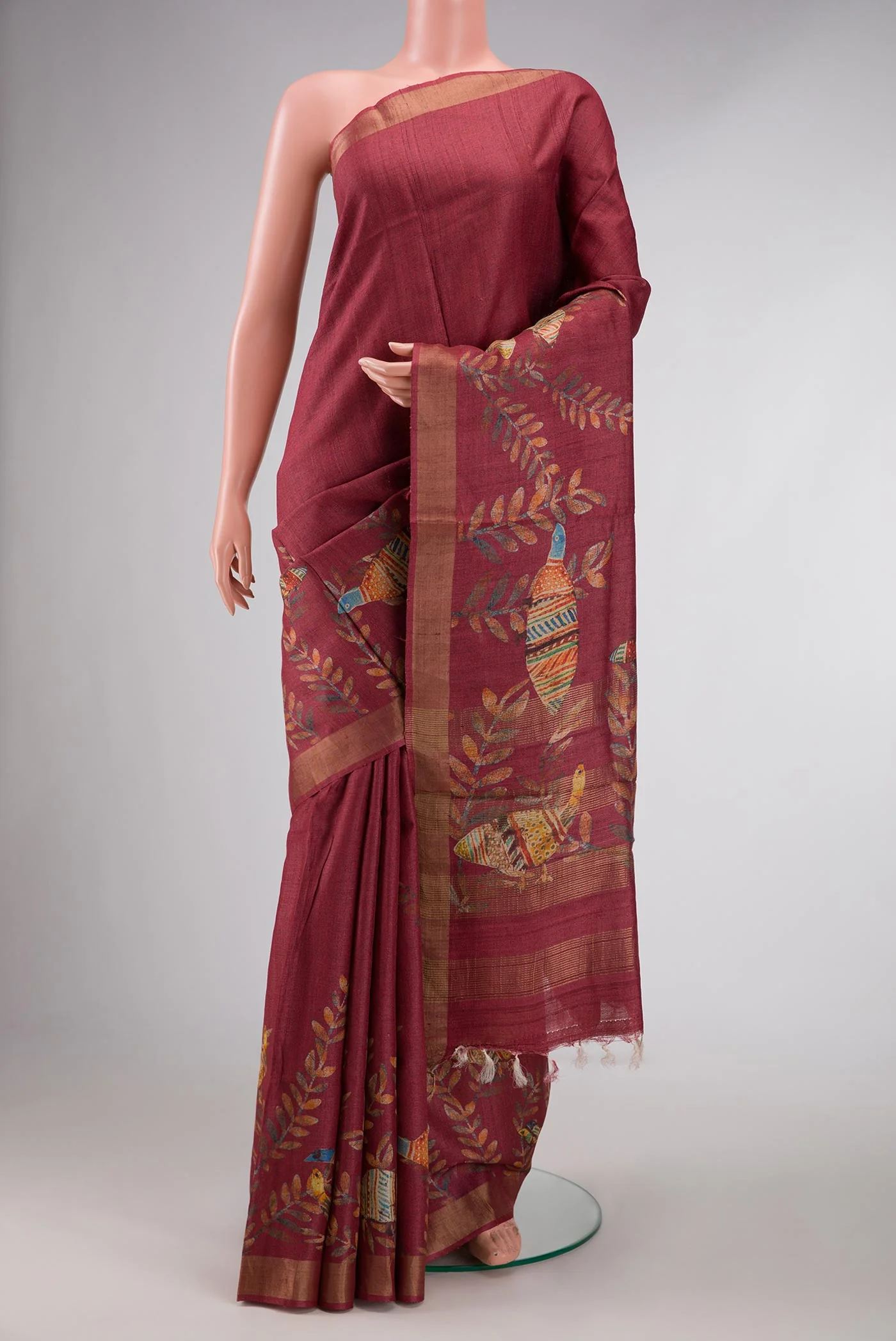 Mauve Dual Tone Tussar Silk Saree