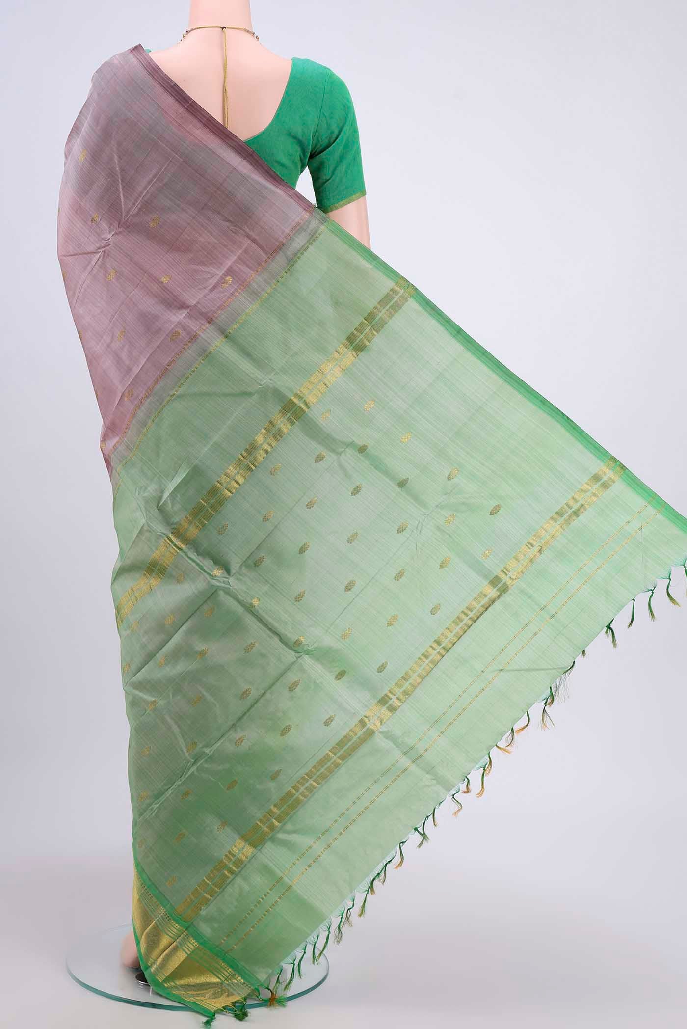 Mauve Kanjivaram Silk Saree - Image 3