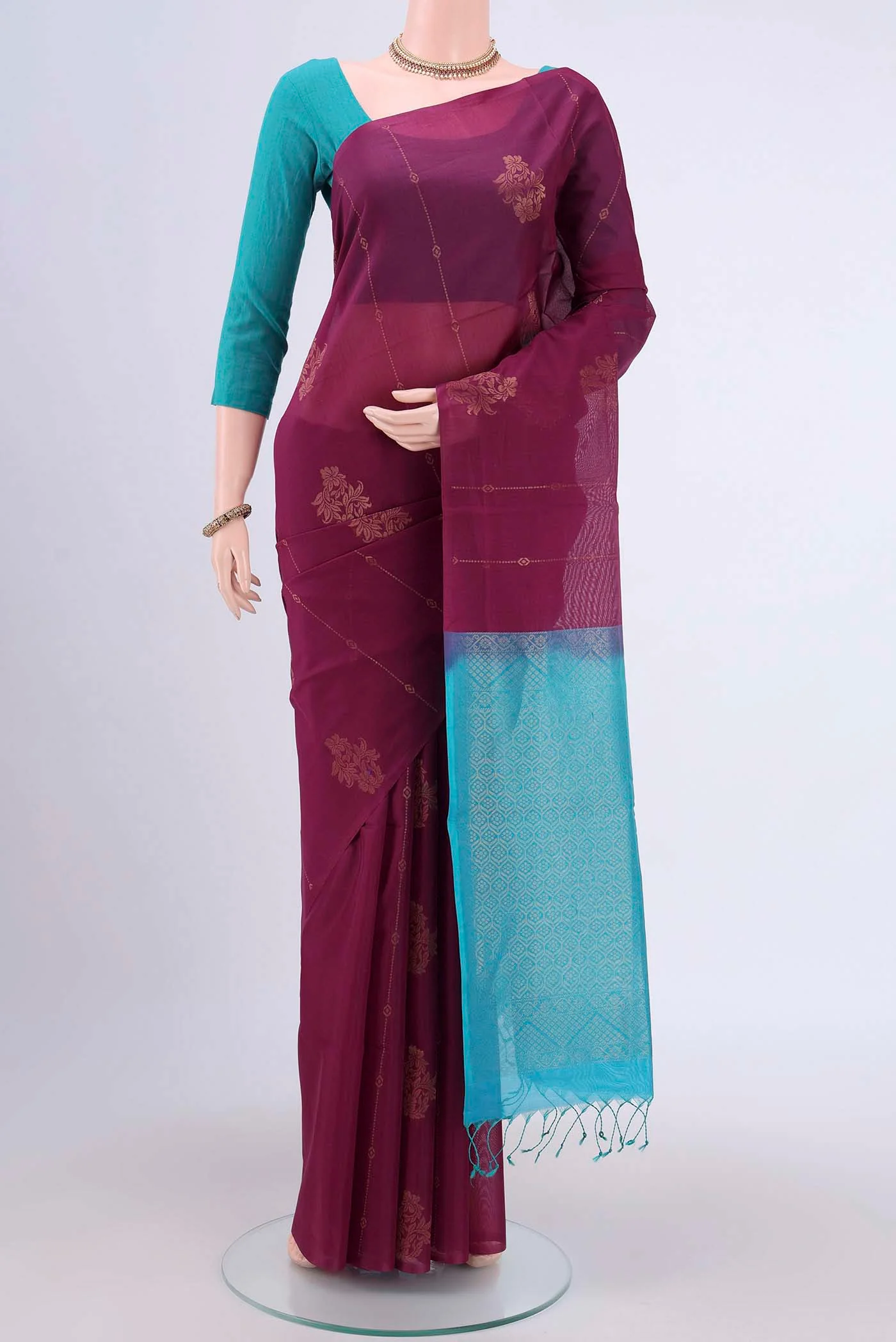 Purple Silk Cotton Saree