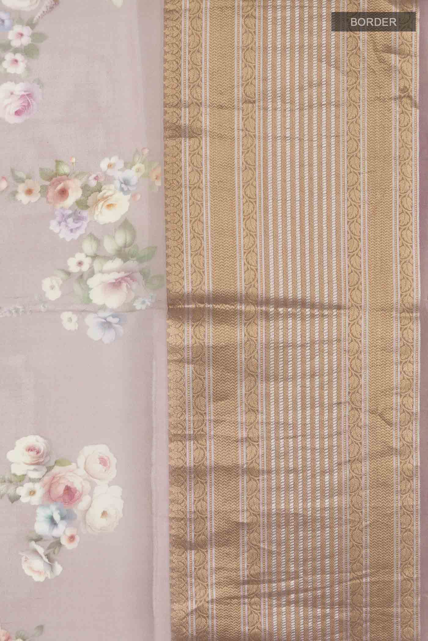 Mauve Organza Silk Saree - Image 3