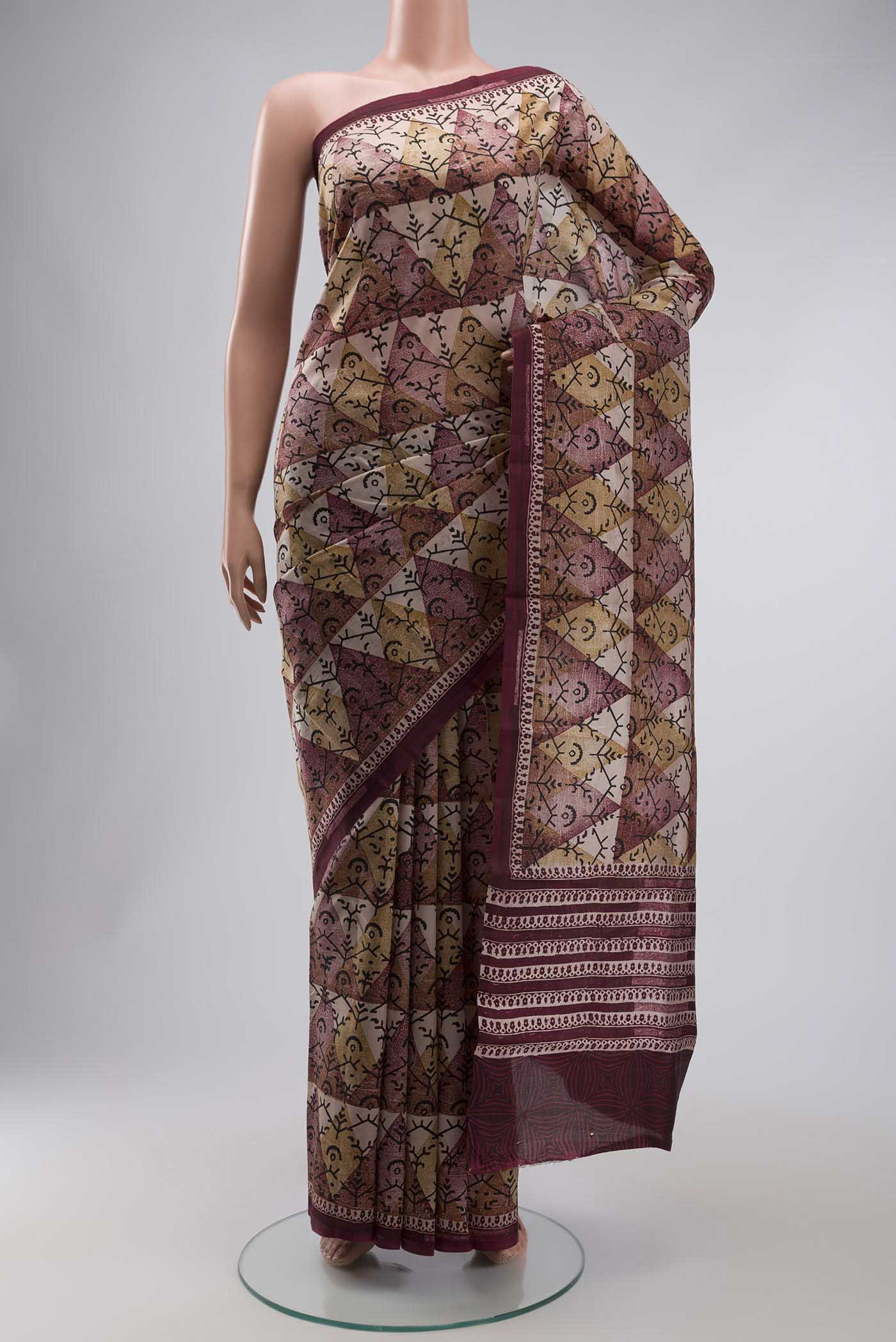 Mauve Printed Silk Saree