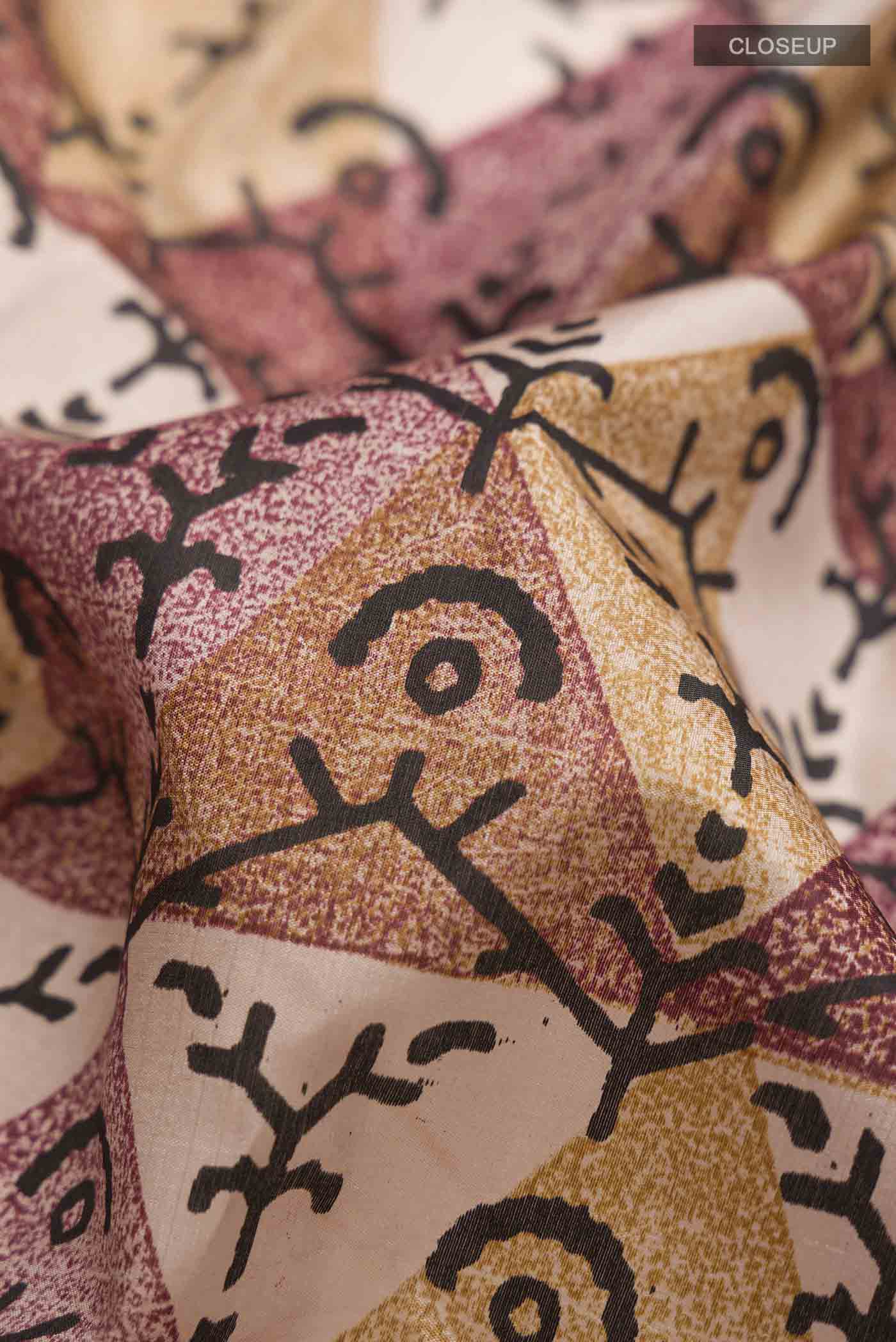 Mauve Printed Silk Saree - Image 2