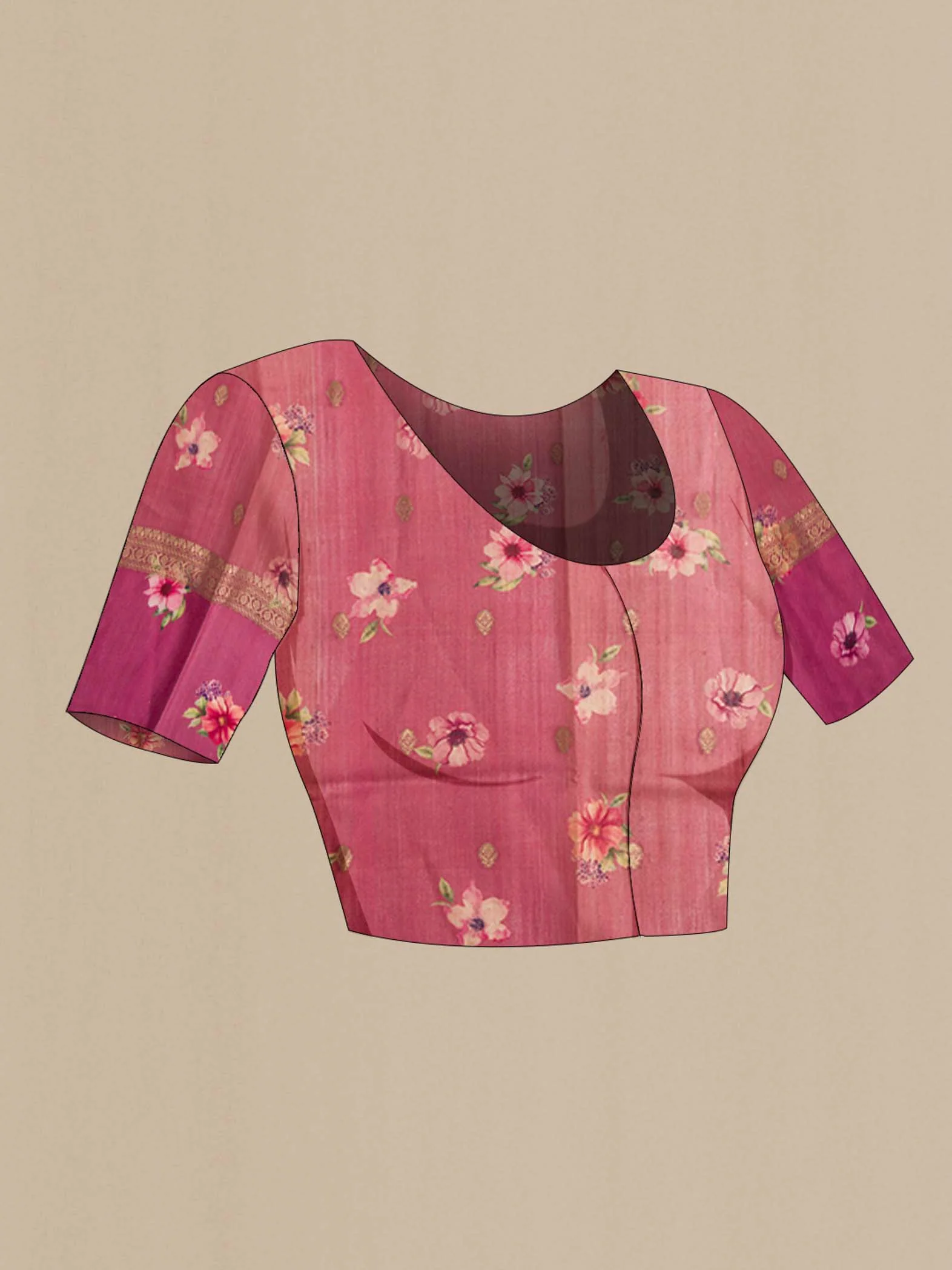 Mauve Tussar Silk Saree - Image 5