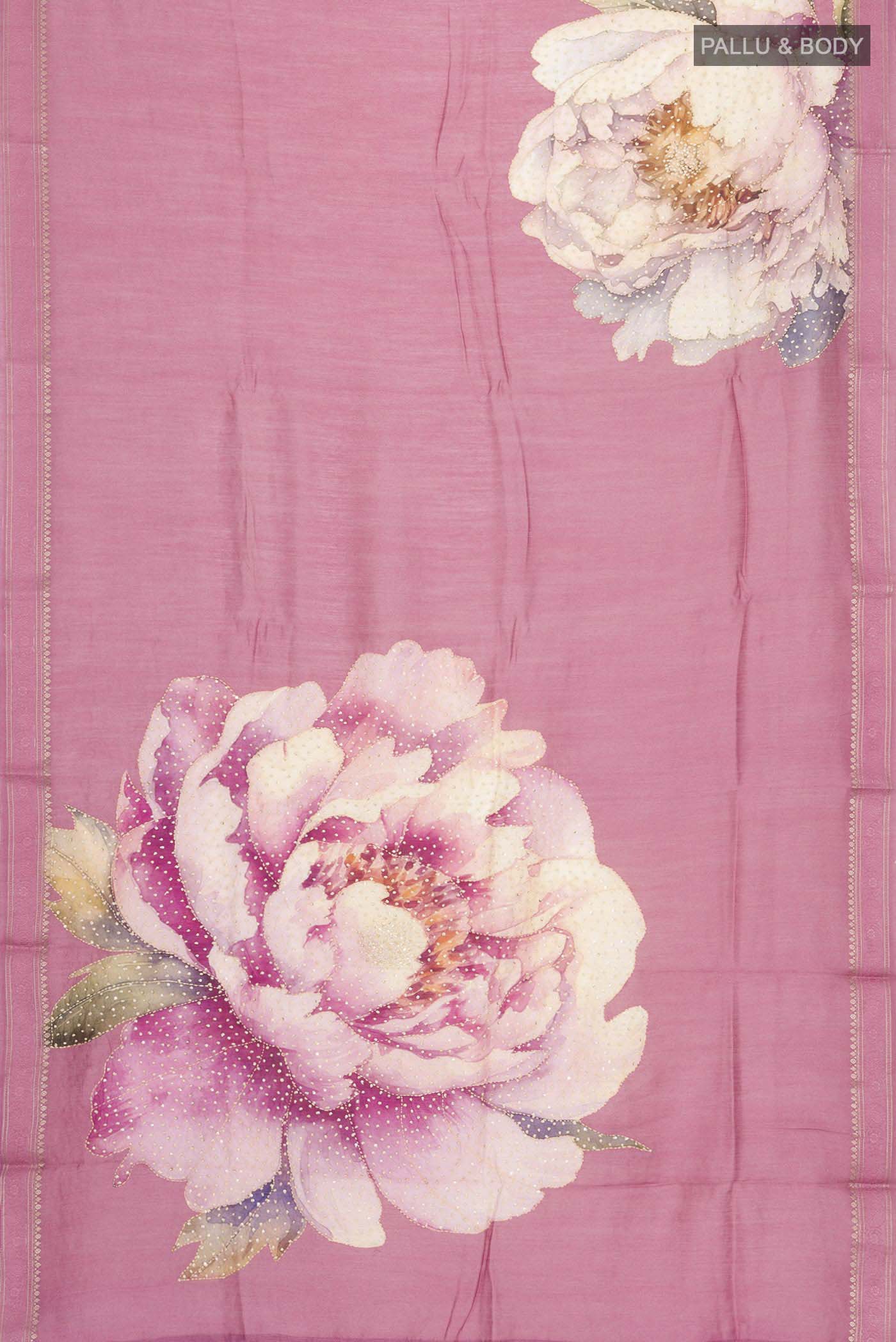 Mauve Tussar Silk Saree - Image 5