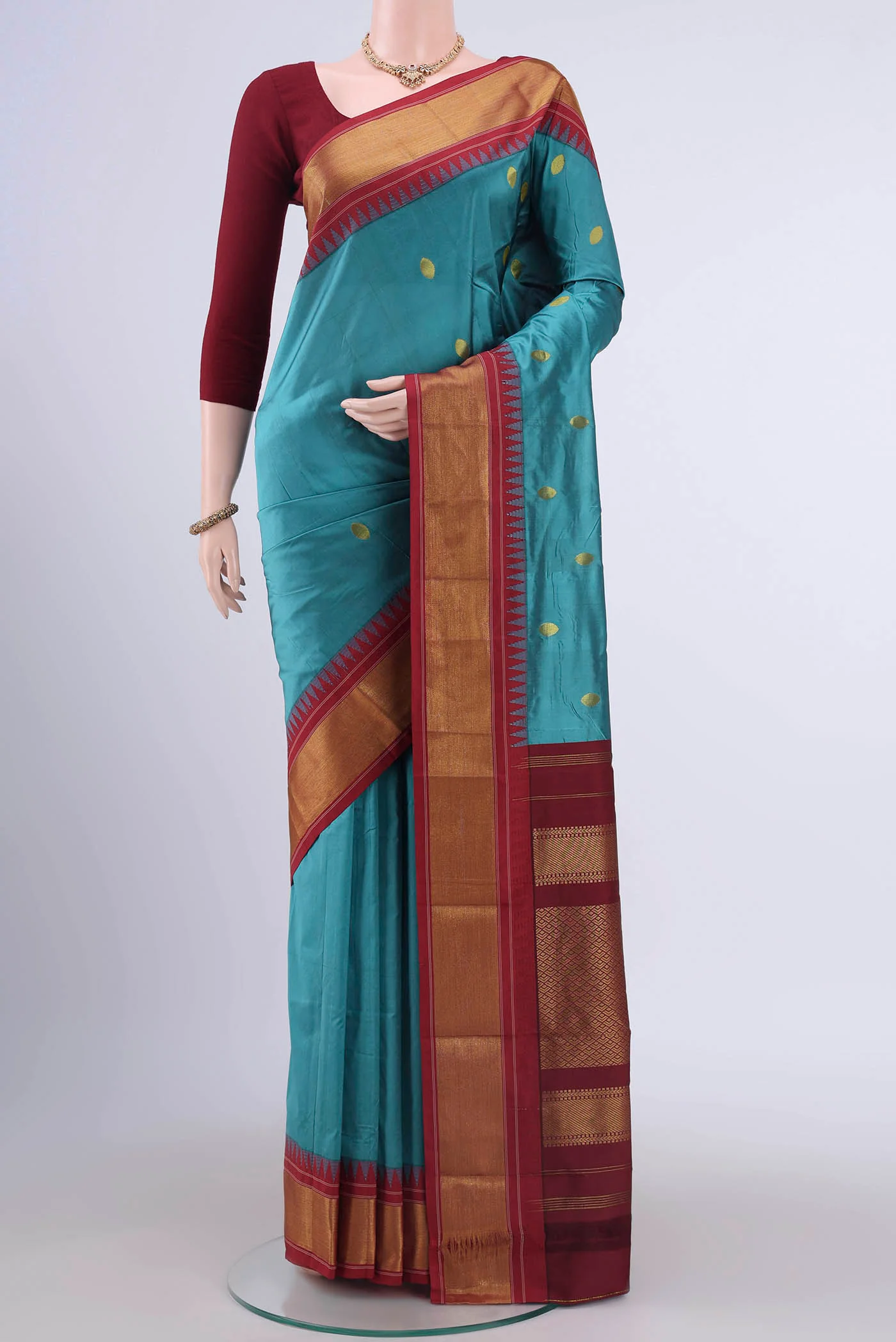 Maya Blue Dual Tone Bangalore Silk Saree