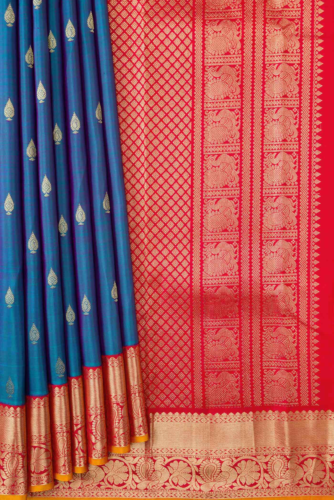 Maya Blue Dual Tone Kanjivaram Silk Saree - Image 4