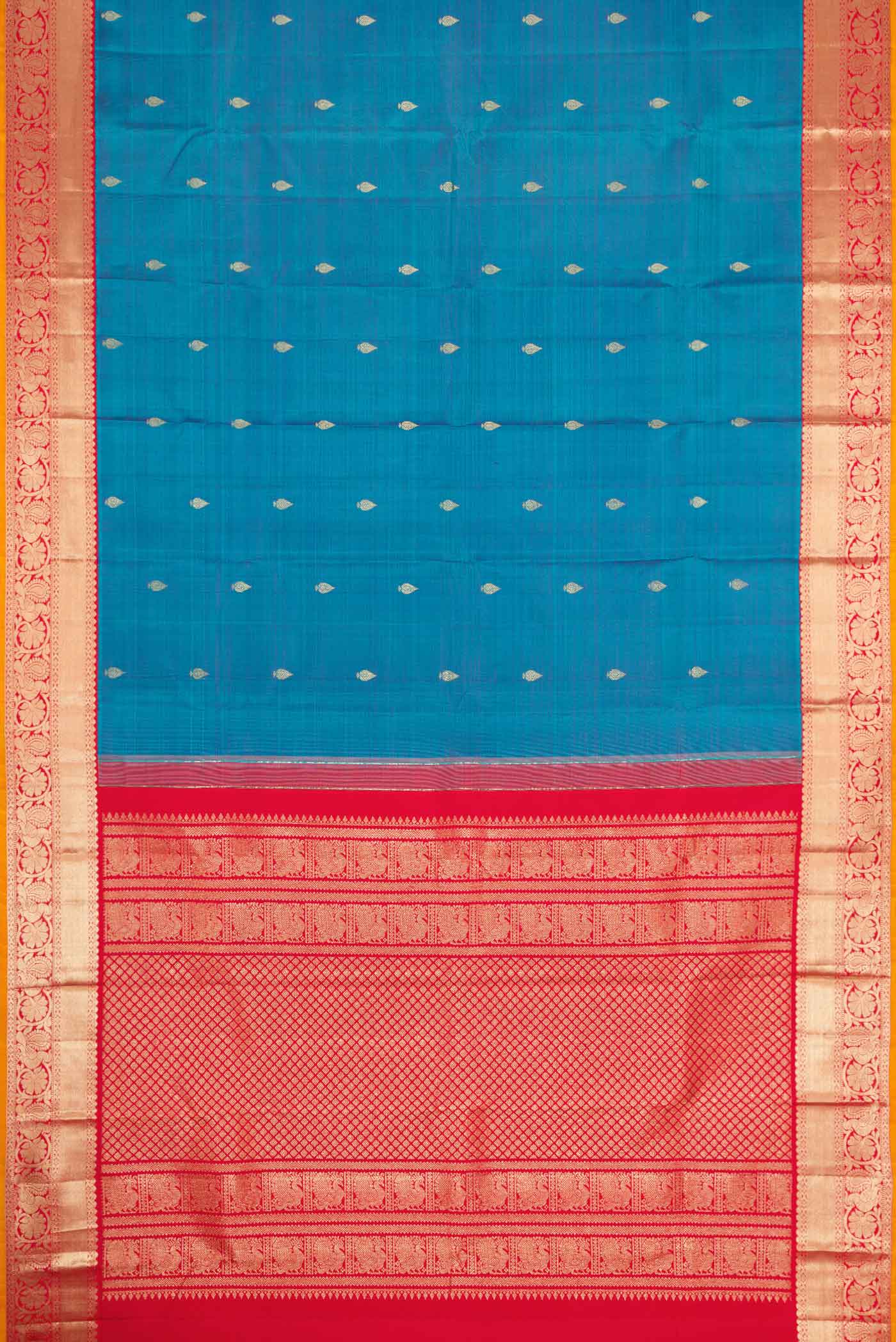 Maya Blue Dual Tone Kanjivaram Silk Saree - Image 6