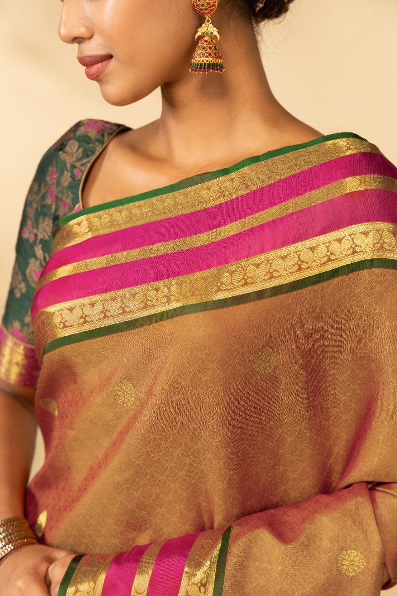 Meera-Rust Kanchipuram Silk Saree - Image 3